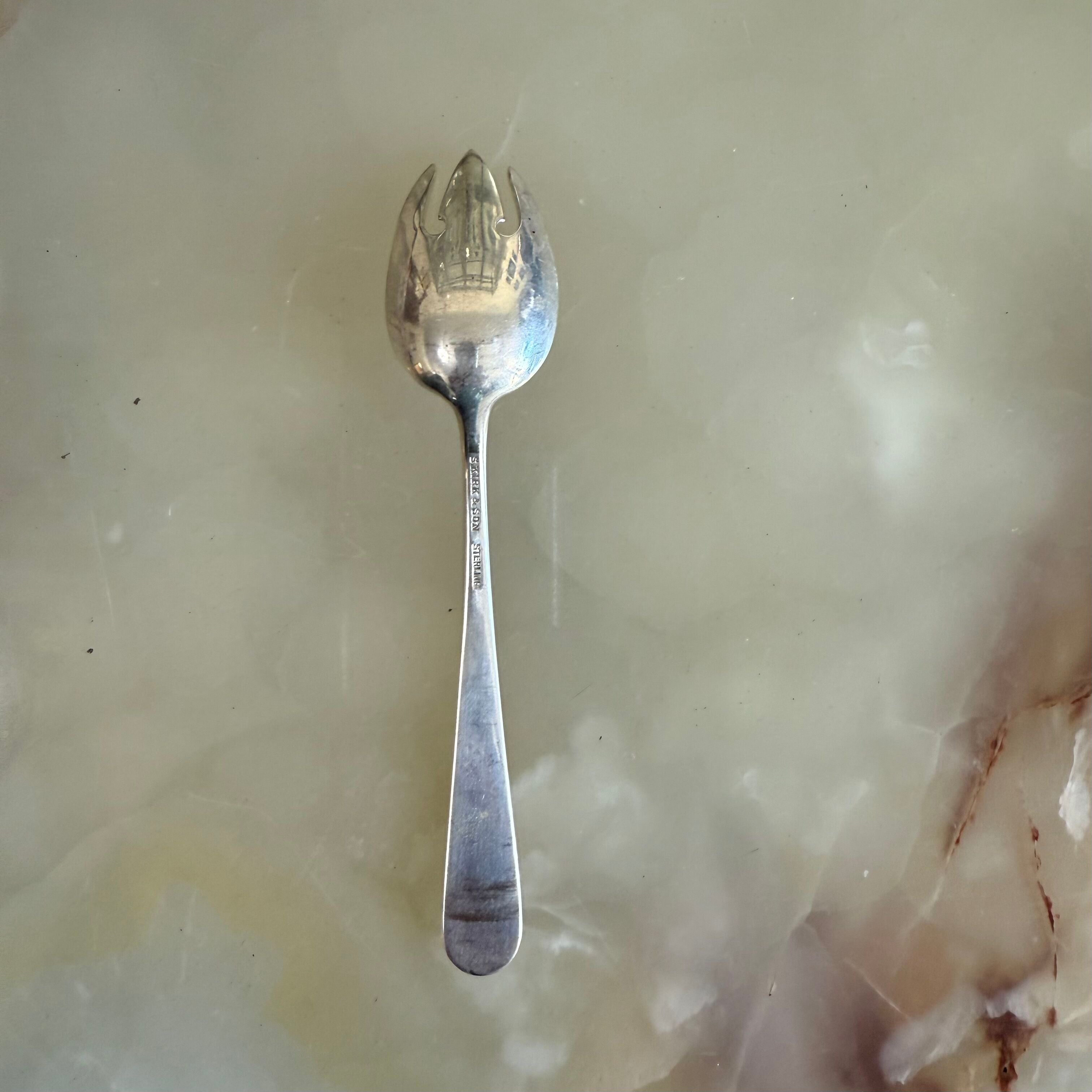 Set of 6 Kirk & Son Repousse Sterling Silver Ice Cream Fork