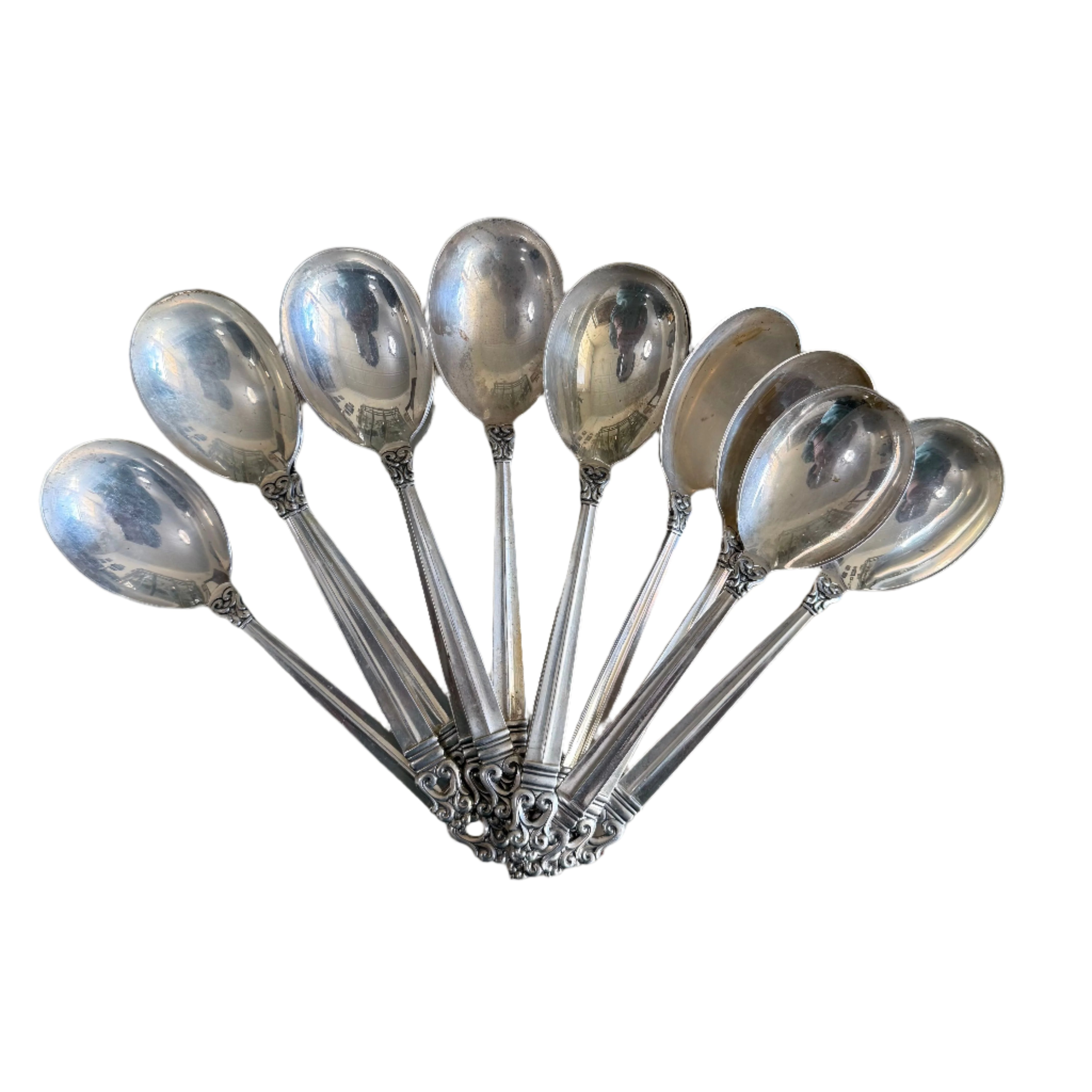International Royal Danish Sterling Silver Gumbo Soup Spoon Set of 12