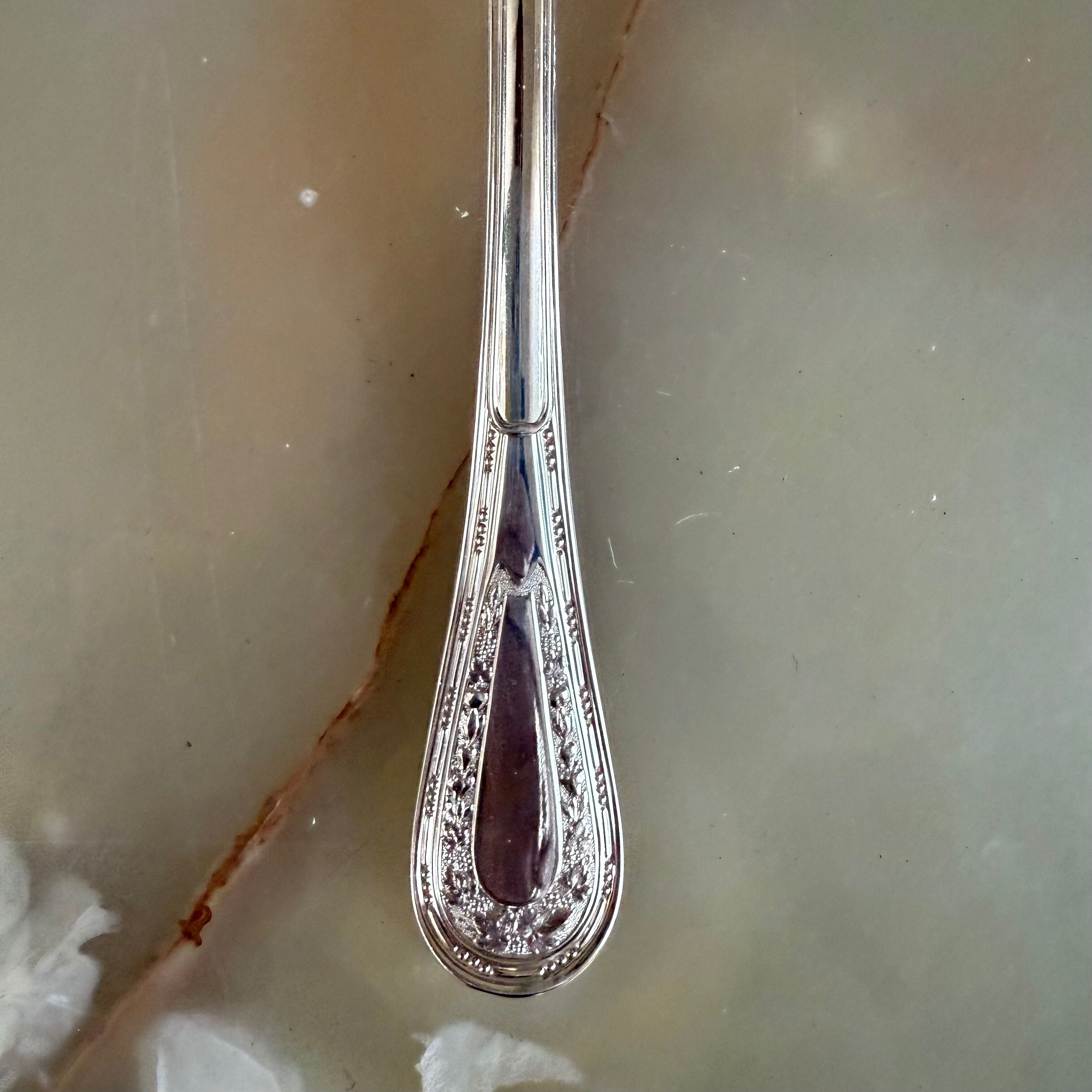 Puiforcat Monthelie Silver Platted Flatware Set 91 pc