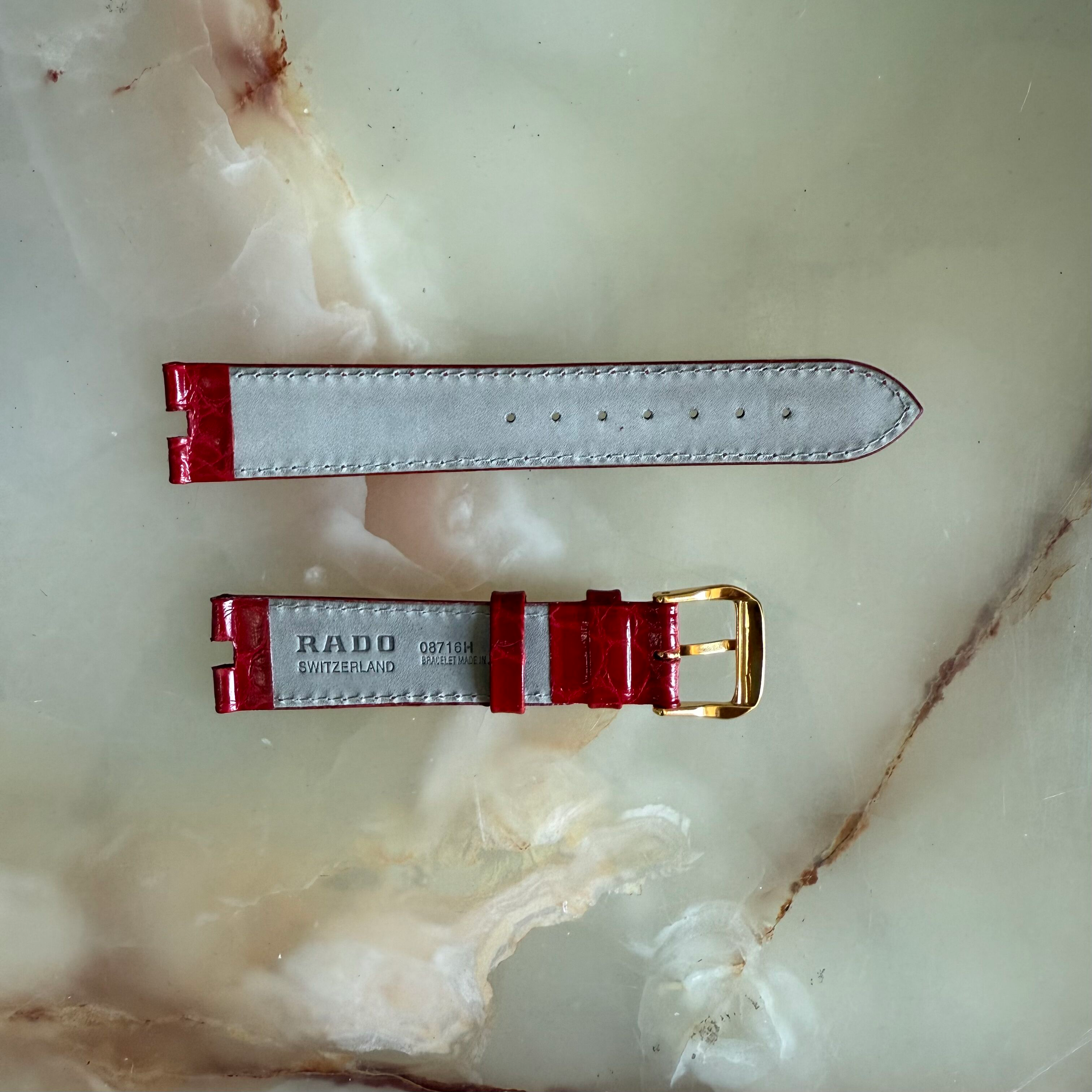 Authentic RADO Red Leather Watch Strap Band 18mm with Buckle 08716-H