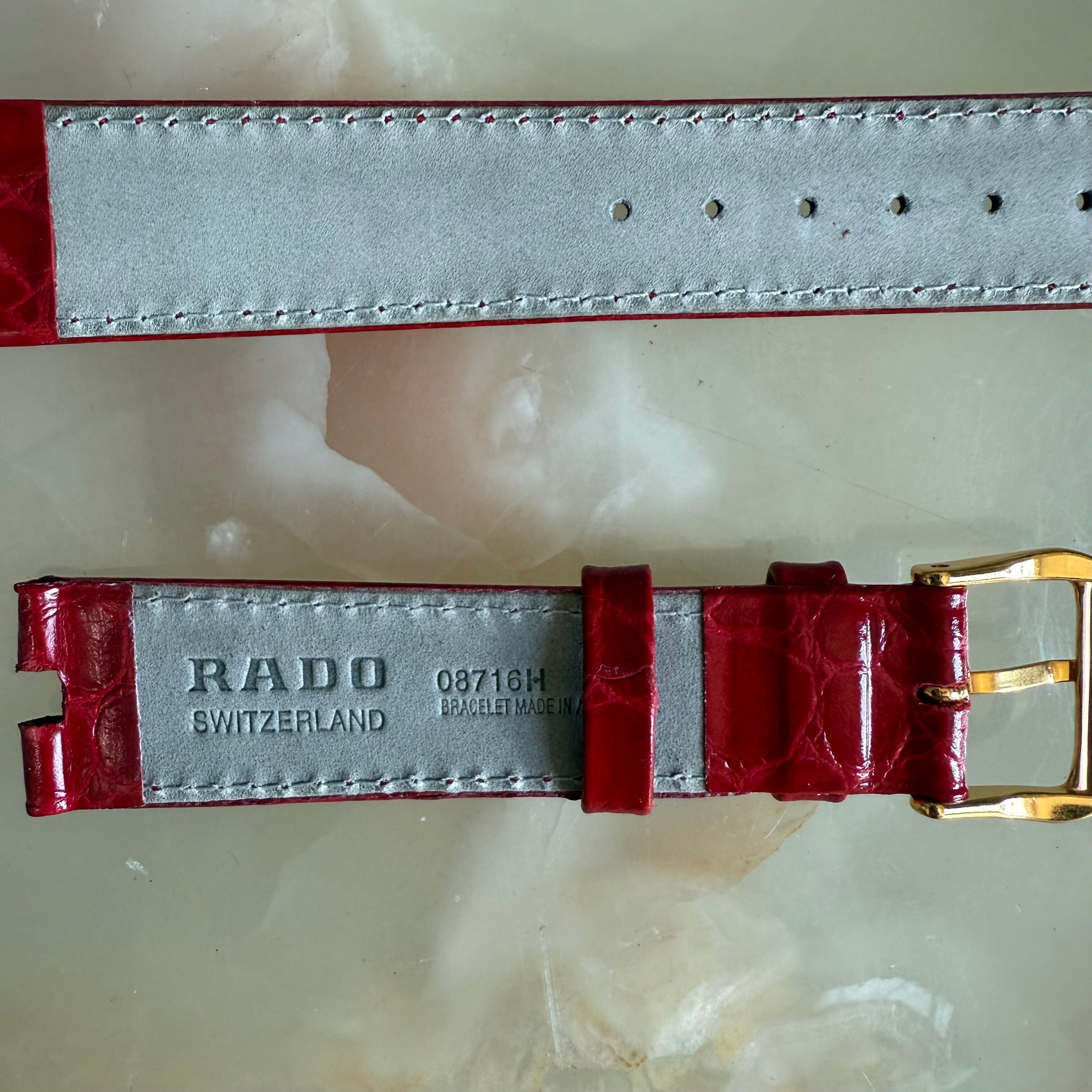 Authentic RADO Red Leather Watch Strap Band 18mm with Buckle 08716-H