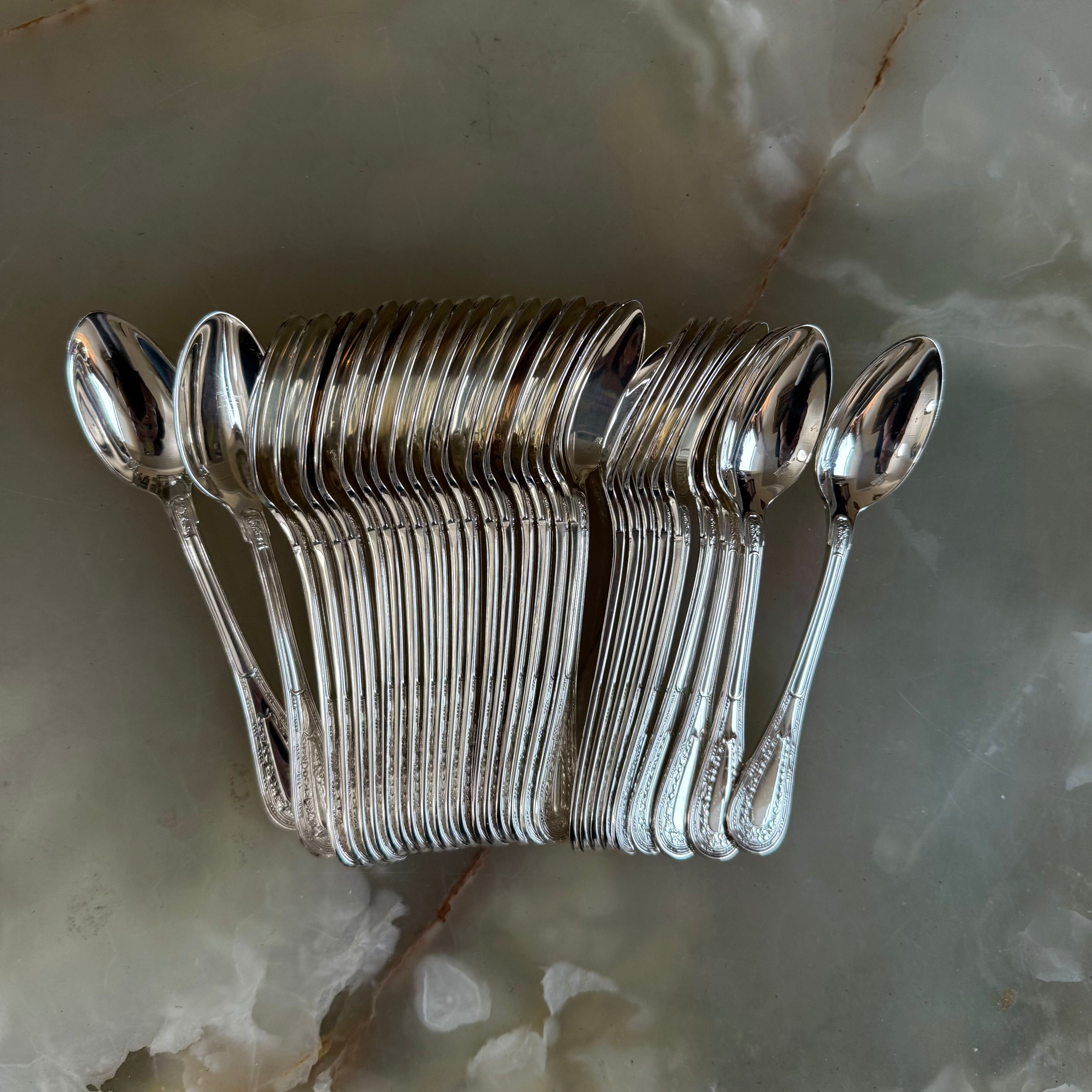 Puiforcat Monthelie Silver Platted Flatware Set 91 pc