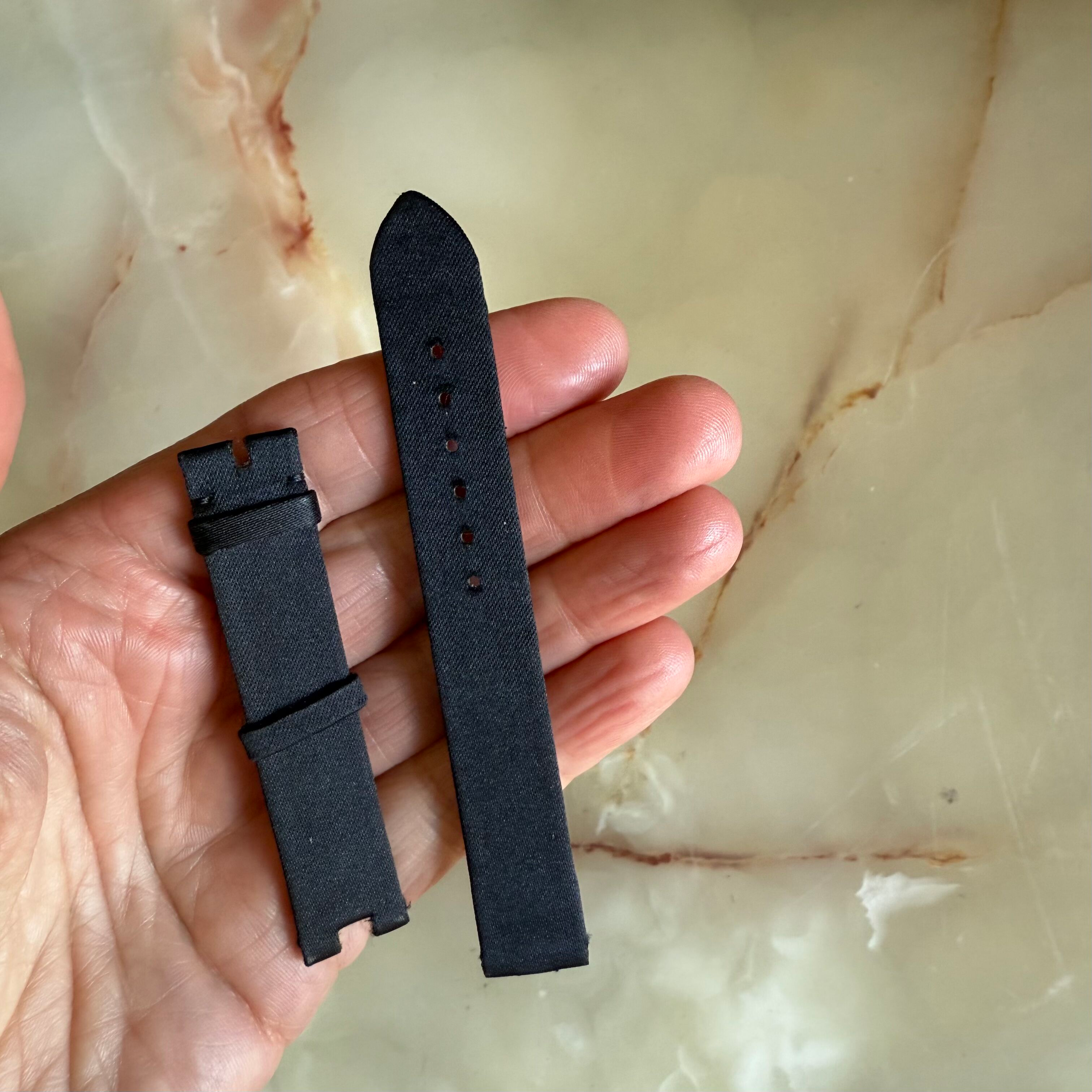 Authentic Breguet Reine de Naples Black Satin Watch Strap Band 14mm