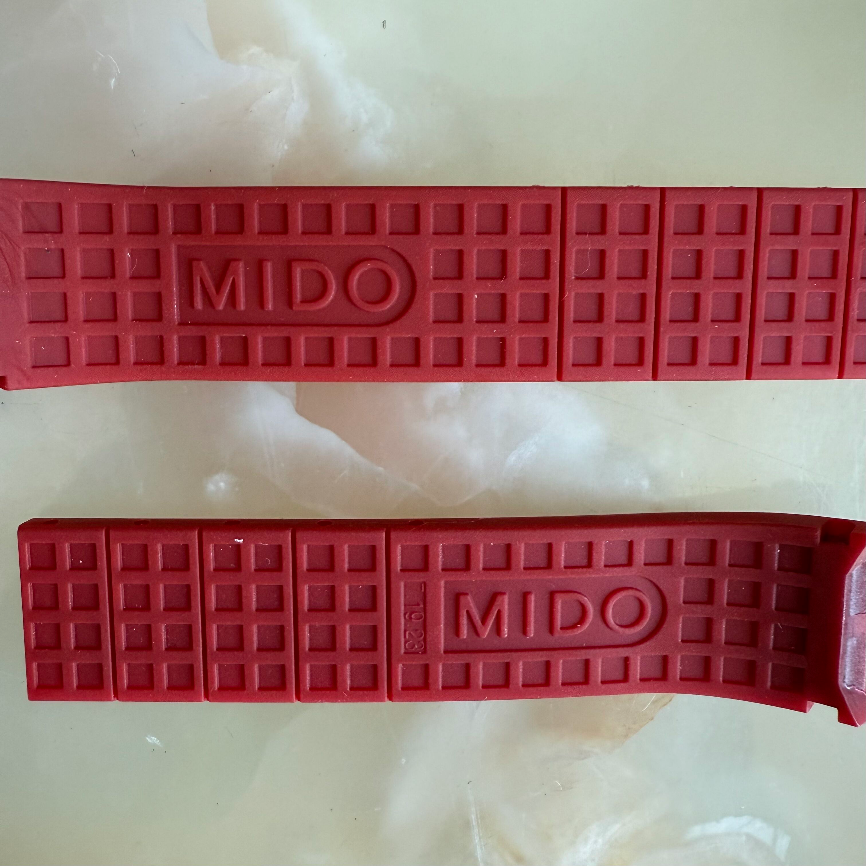 Authentic MIDO Red Rubber Watch Strap Band 19mm M610009173