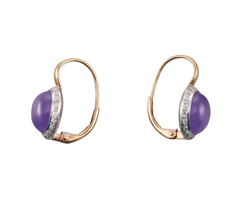 Mimi Milano Leela Lavender Jade Diamond 18k Gold Earrings