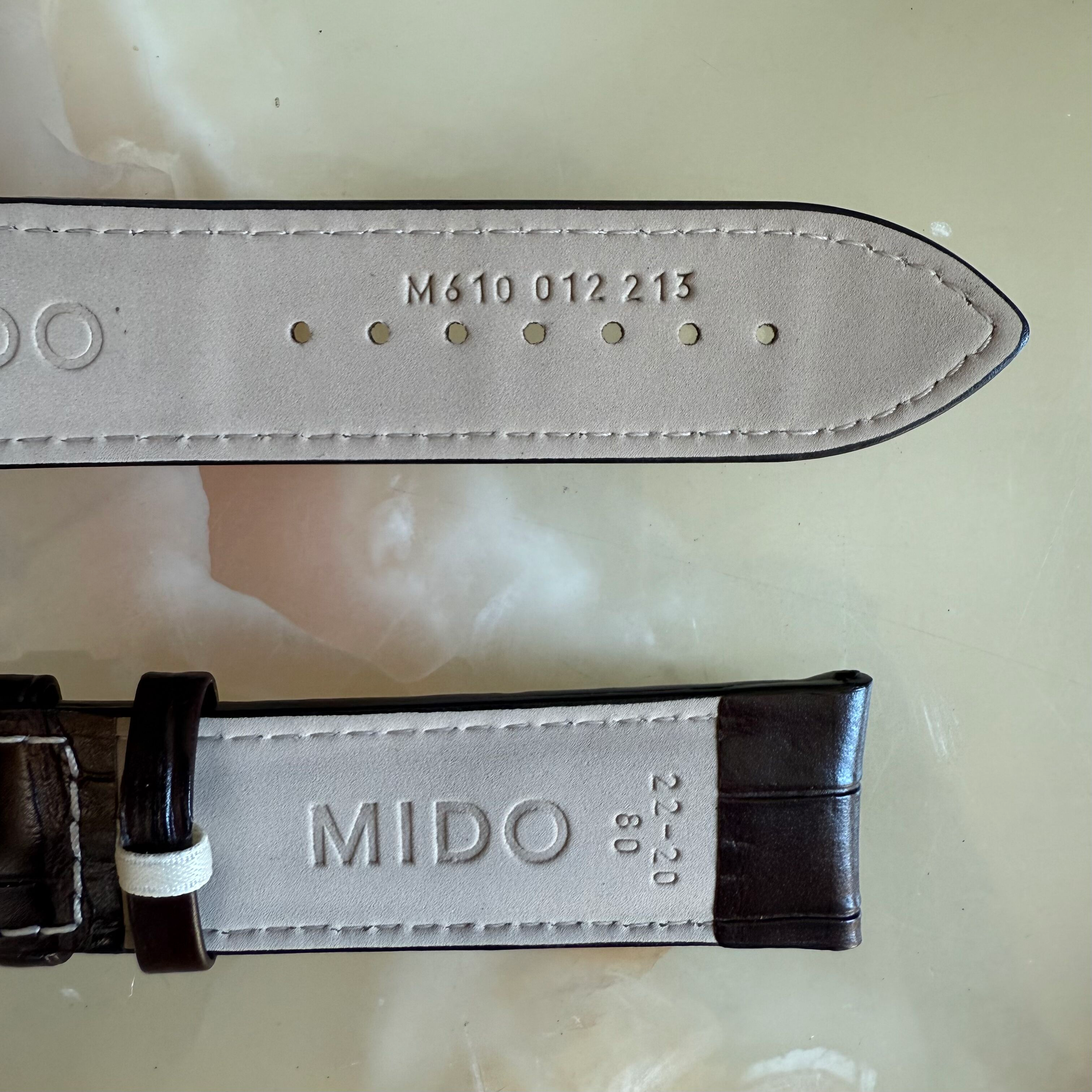 Authentic MIDO Brown Alligator Watch Strap Band w Clasp 22mm M005430A