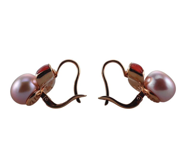 Mimi Milano Pearl Sapphire Garnet 18k Gold Ribbon Earrings