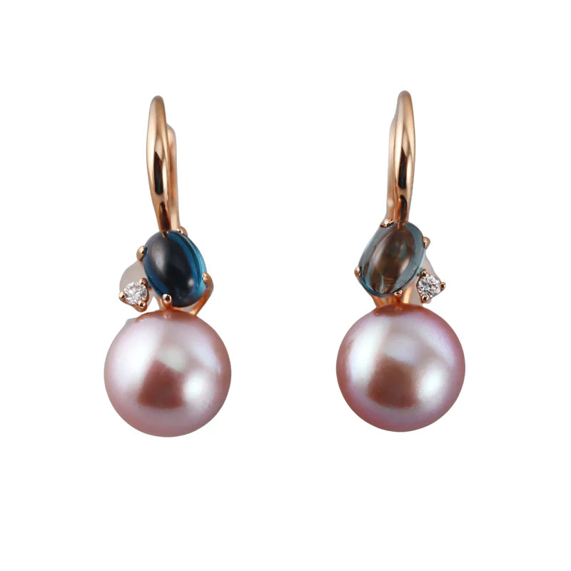 Mimi Milano Pearl Diamond Topaz 18k Gold Earrings
