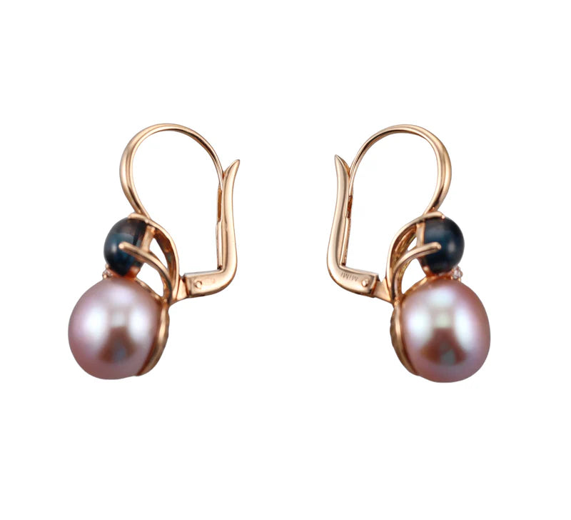 Mimi Milano Pearl Diamond Topaz 18k Gold Earrings