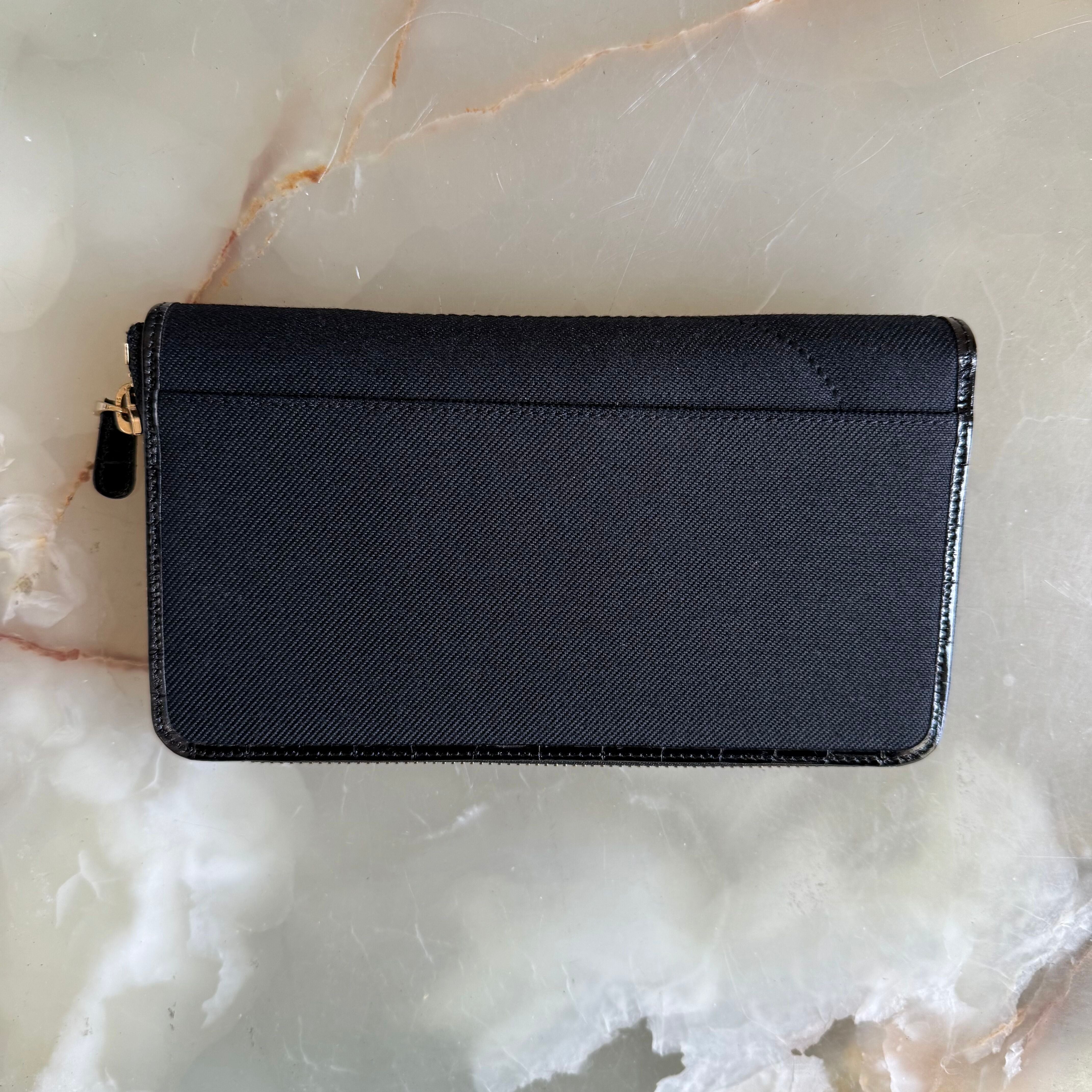 Montblanc Starisma Pamina Black Italian Woven Fabric Wallet w Flap & Coin Case 106081