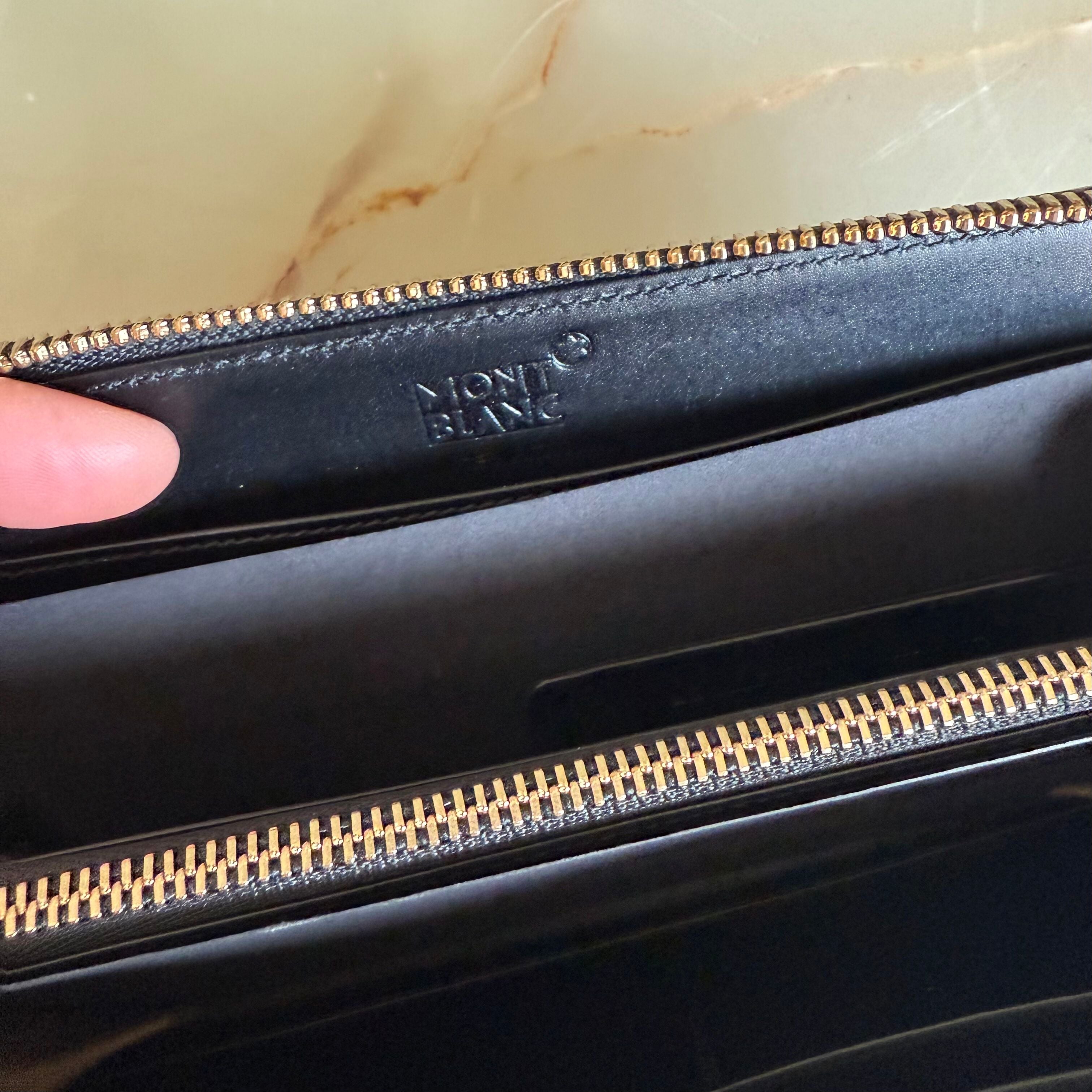 Montblanc Starisma Pamina Black Italian Woven Fabric Wallet w Flap & Coin Case 106081
