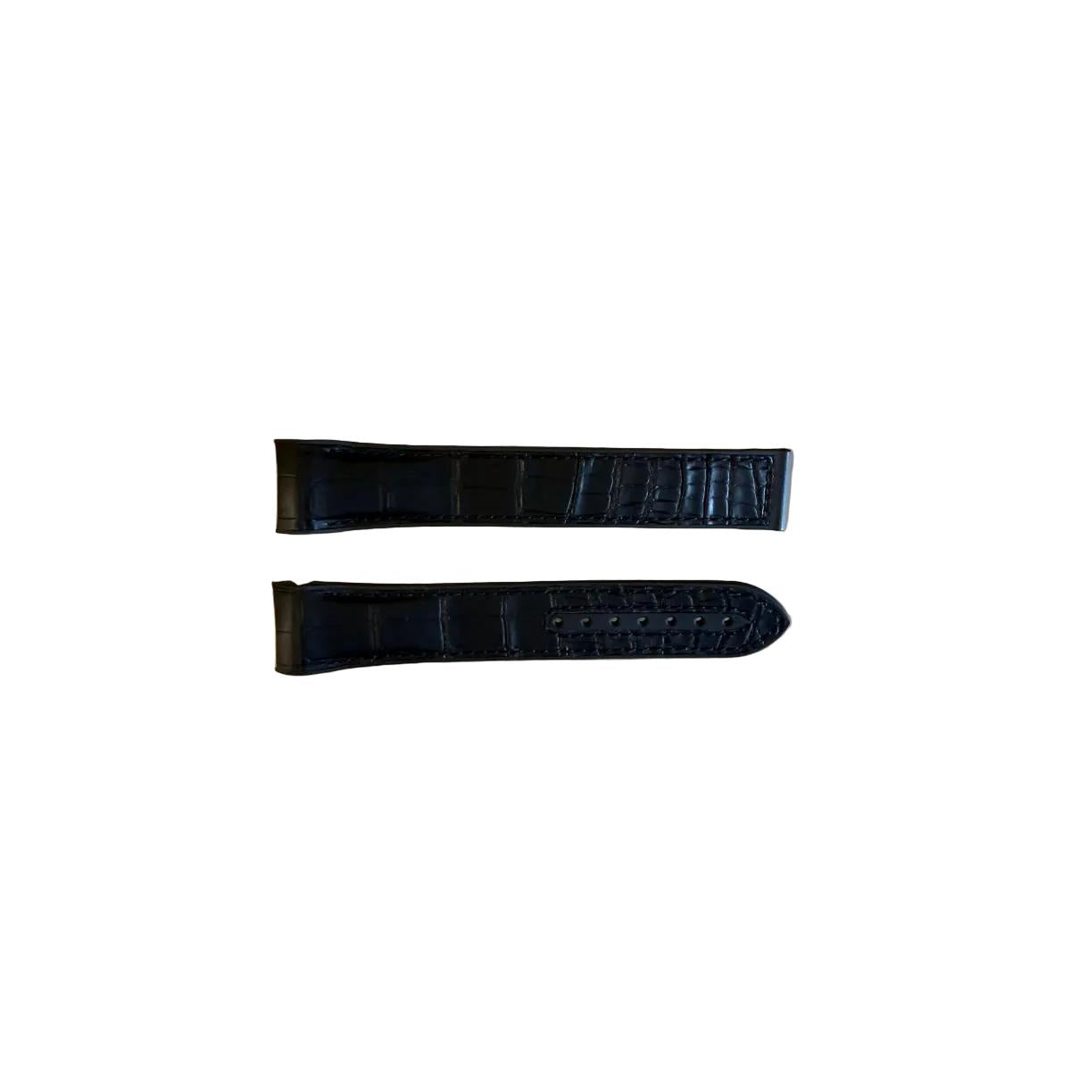 Authentic Omega Black Crocodile Rubber Watch Strap Band 22mm RUZ005755