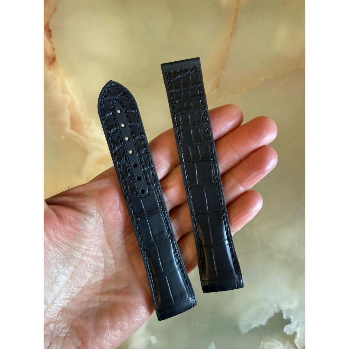 Authentic Omega Black Crocodile Rubber Watch Strap Band 22mm RUZ005755