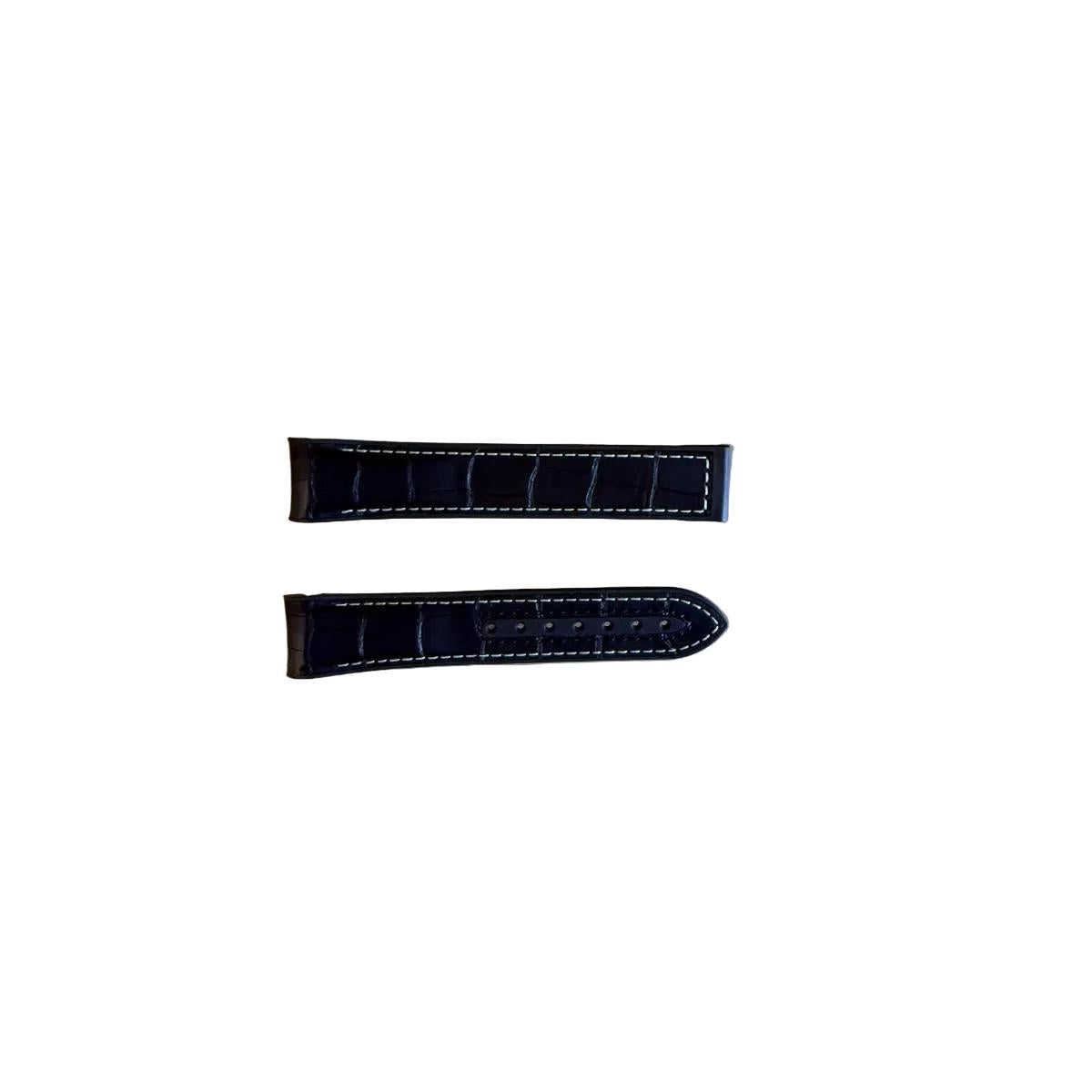 Authentic Omega Black Crocodile Watch Strap Band 19mm RUZ005421