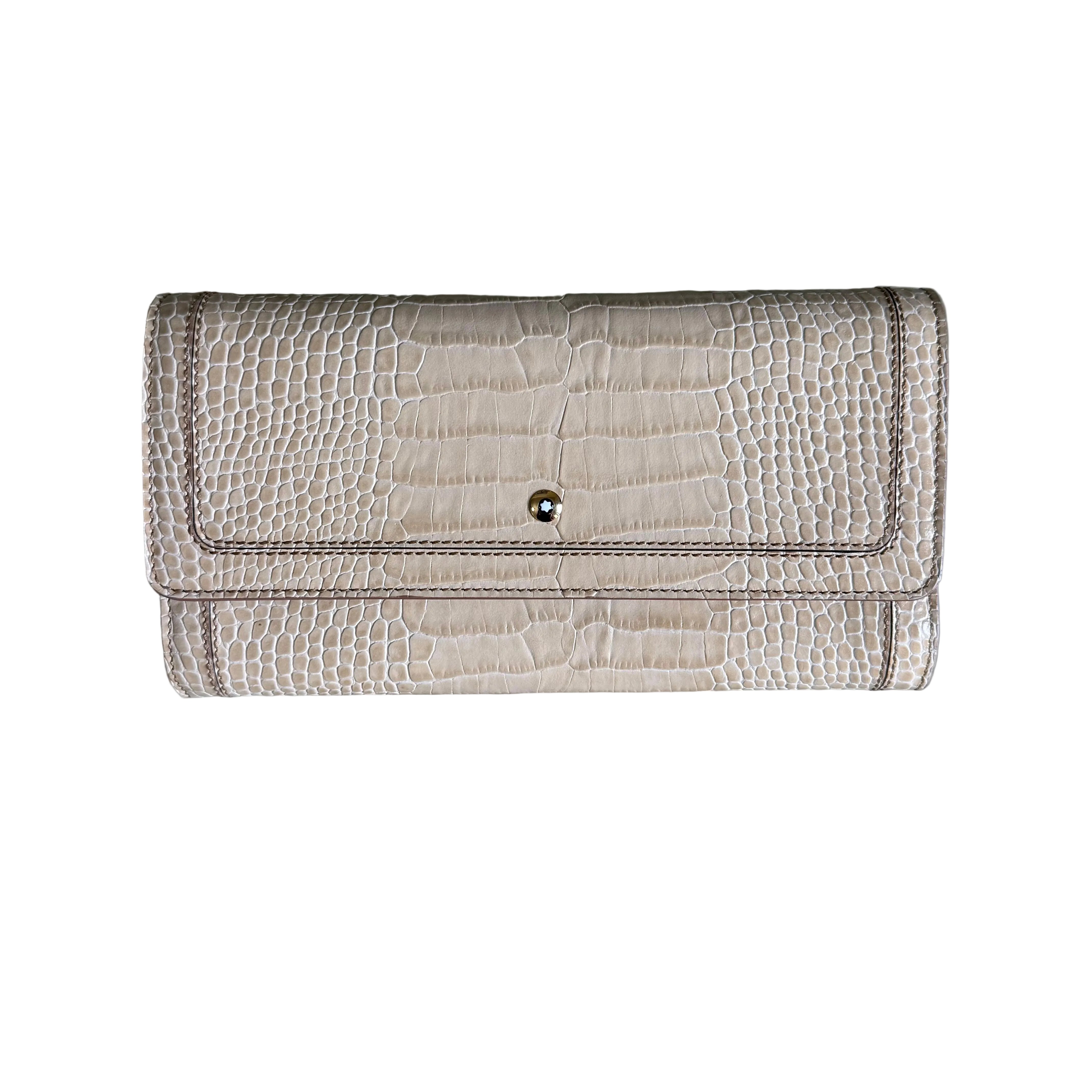 Montblanc Boheme Beige Leather Wallet w Flap & Coin Case 109323