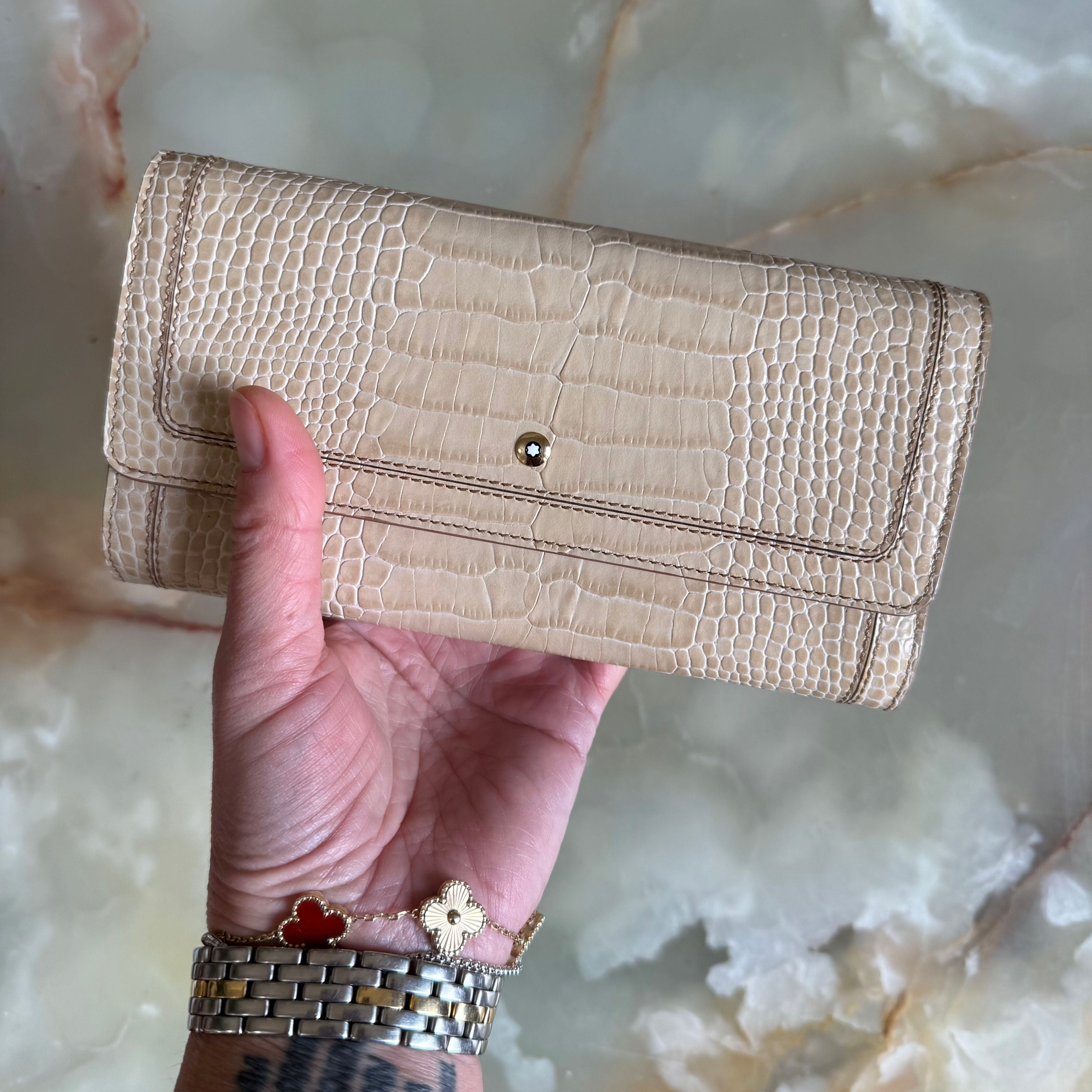 Montblanc Boheme Beige Leather Wallet w Flap & Coin Case 109323