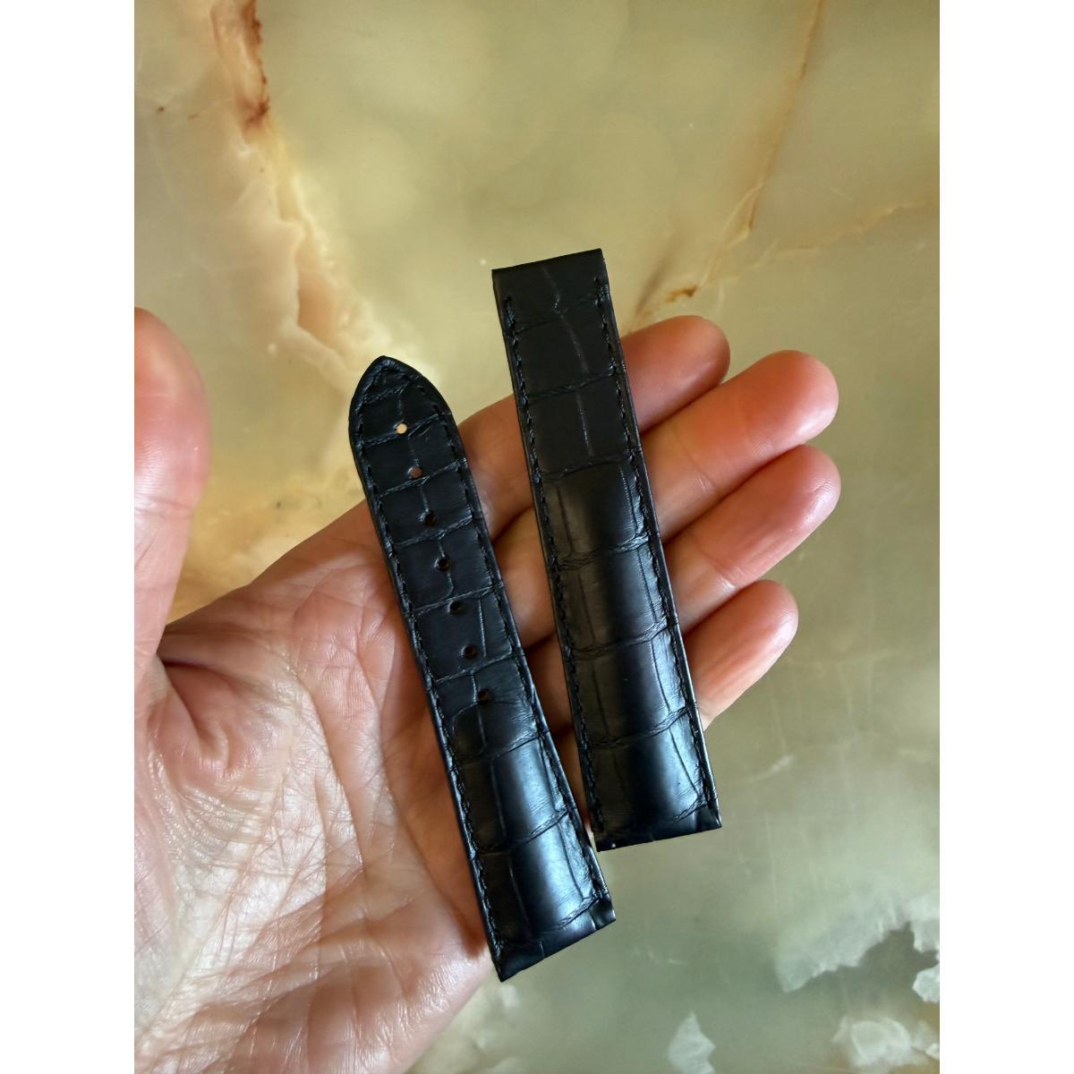 Authentic Omega Black Crocodile Watch Strap Band 22mm 98000207