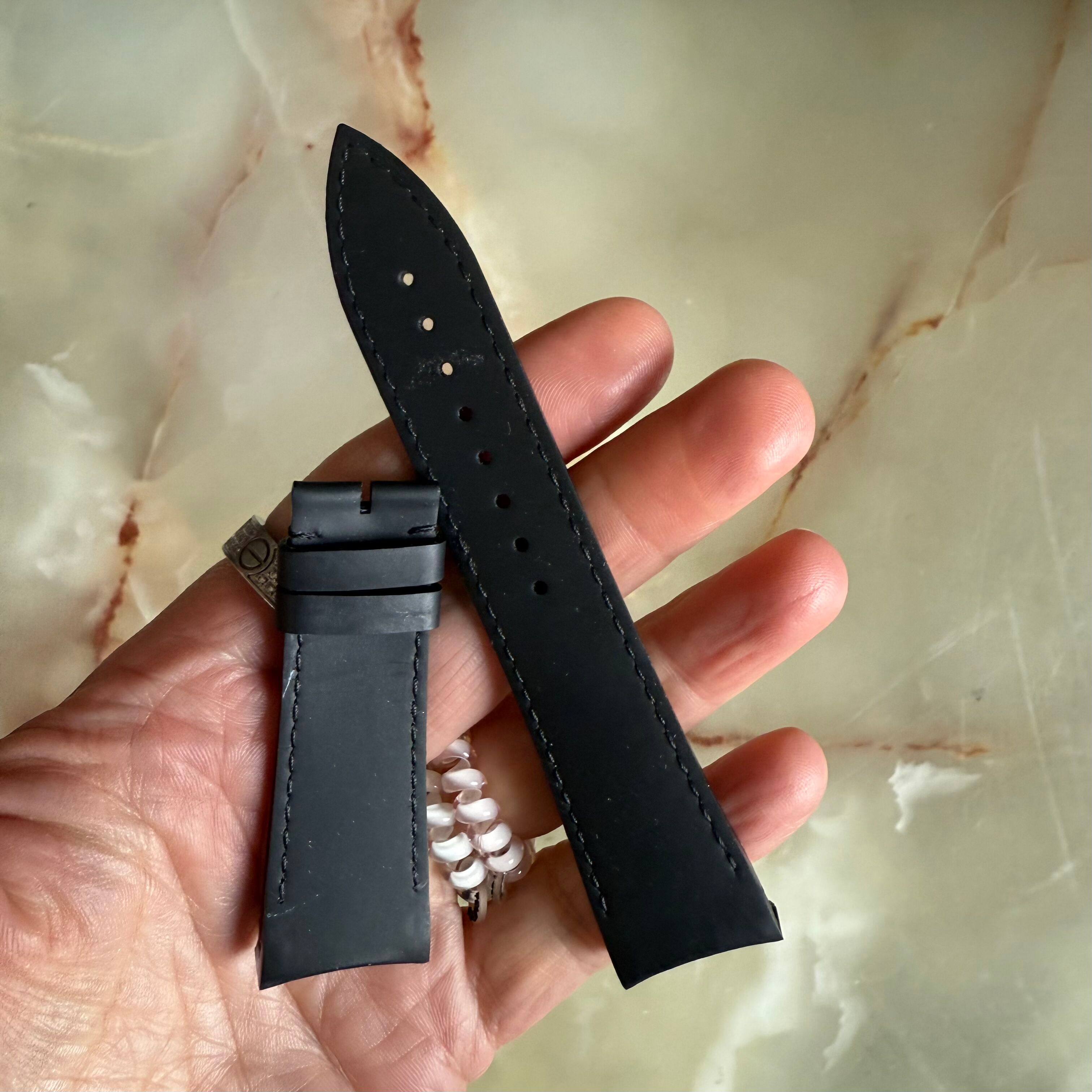 Authentic Blancpain Black Rubber Watch Strap Band 22mm 2041 0FL2