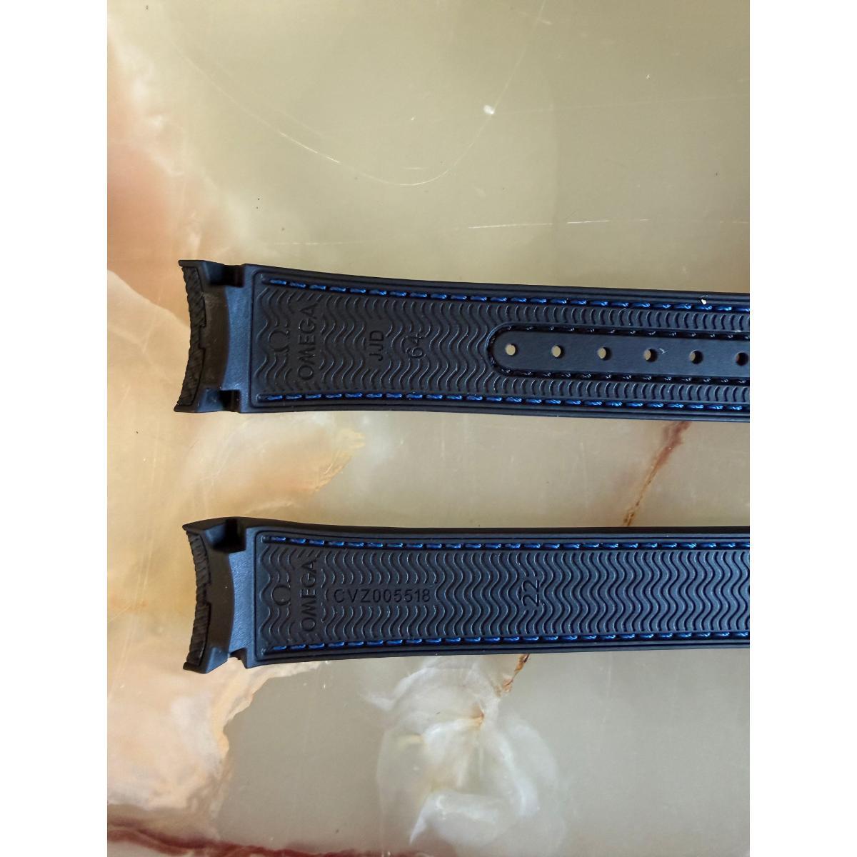 Authentic Omega Black Rubber Watch Strap Band 22mm CVZ005518