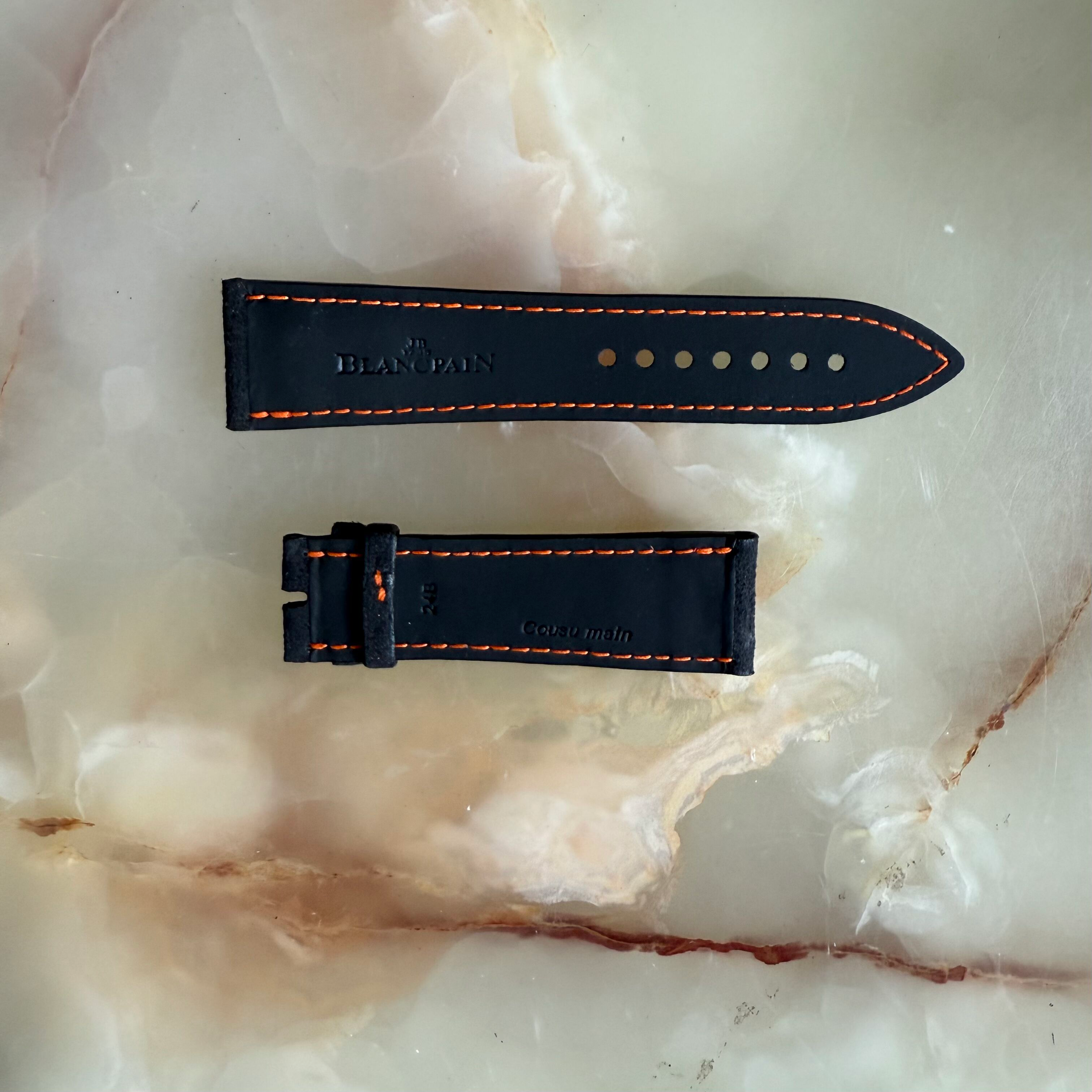 Authentic Blancpain Black Suede Rubber Watch Strap Band 23mm