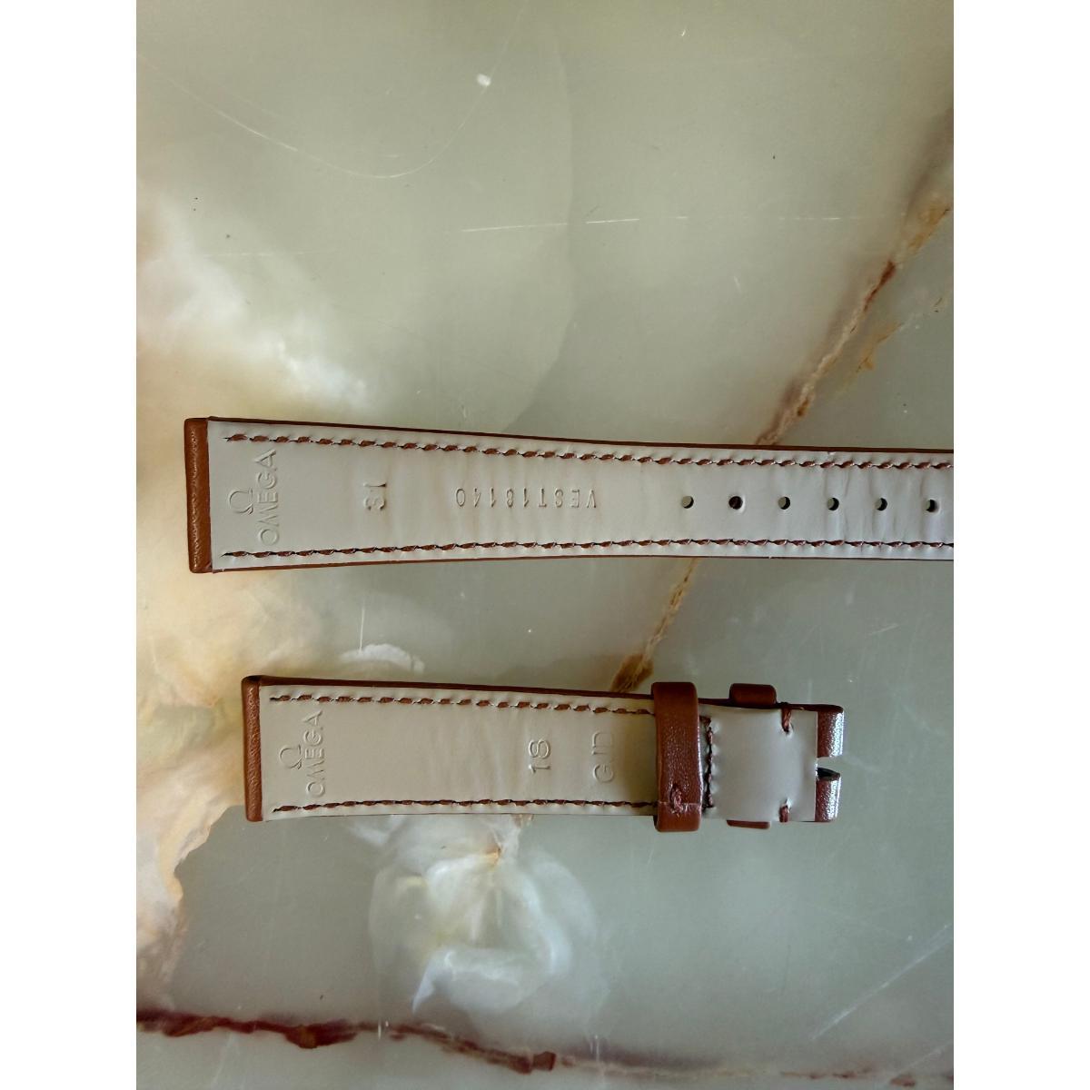 Authentic Omega Brown Leather Watch Strap Band 18mm VEST18140