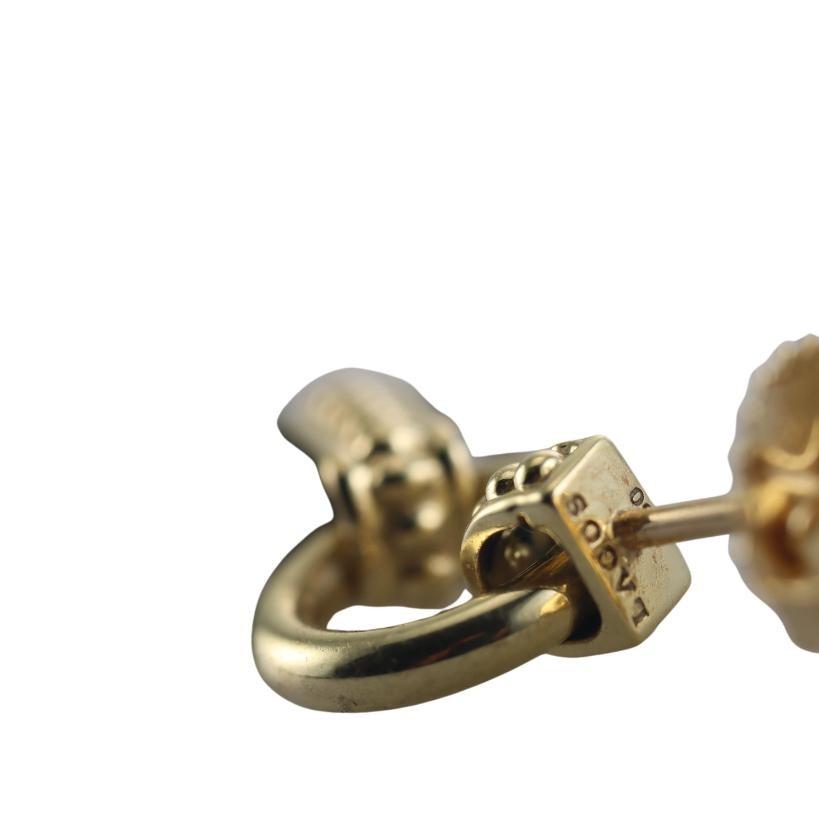 Lagos 18k Gold Black Ceramic Link Drop Earrings
