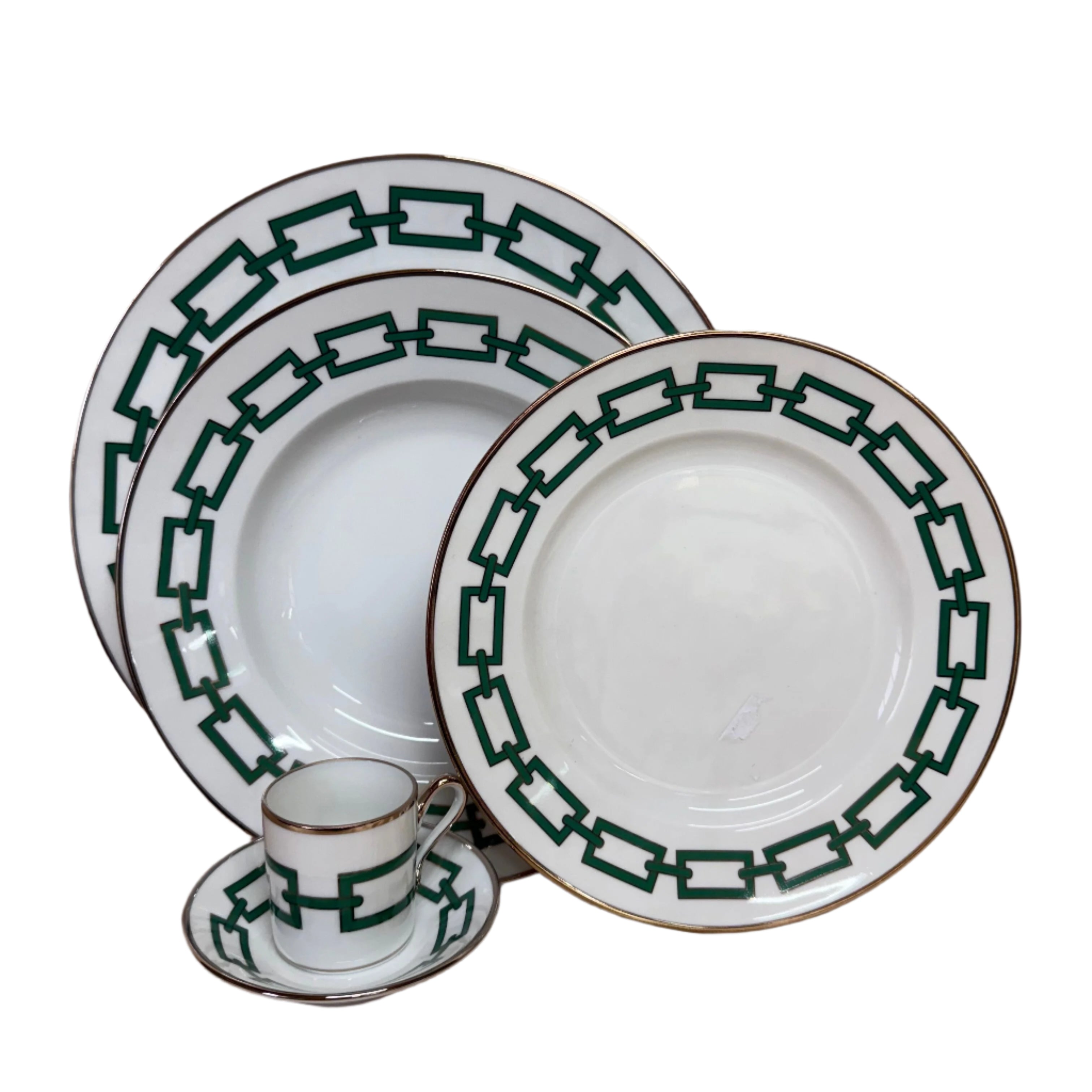 Richard Ginori Catene Green 5 pc Dinner Place Setting
