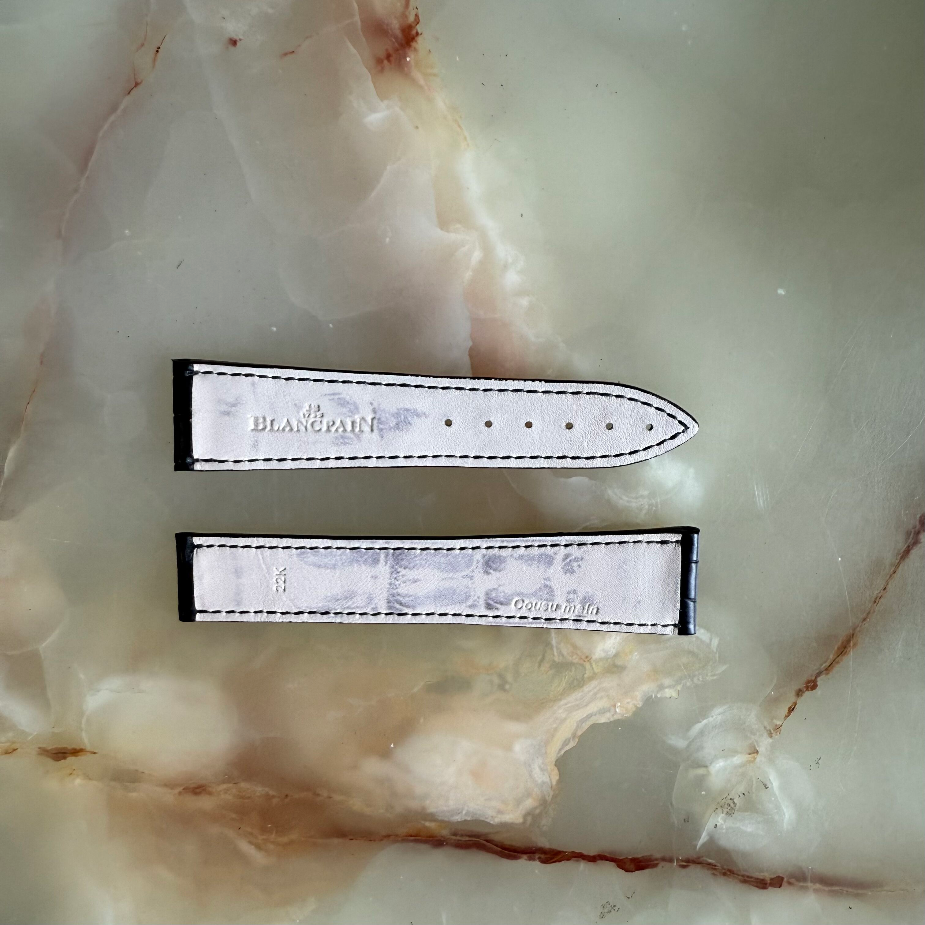 Authentic Blancpain Black Crocodile Watch Strap Band 22mm