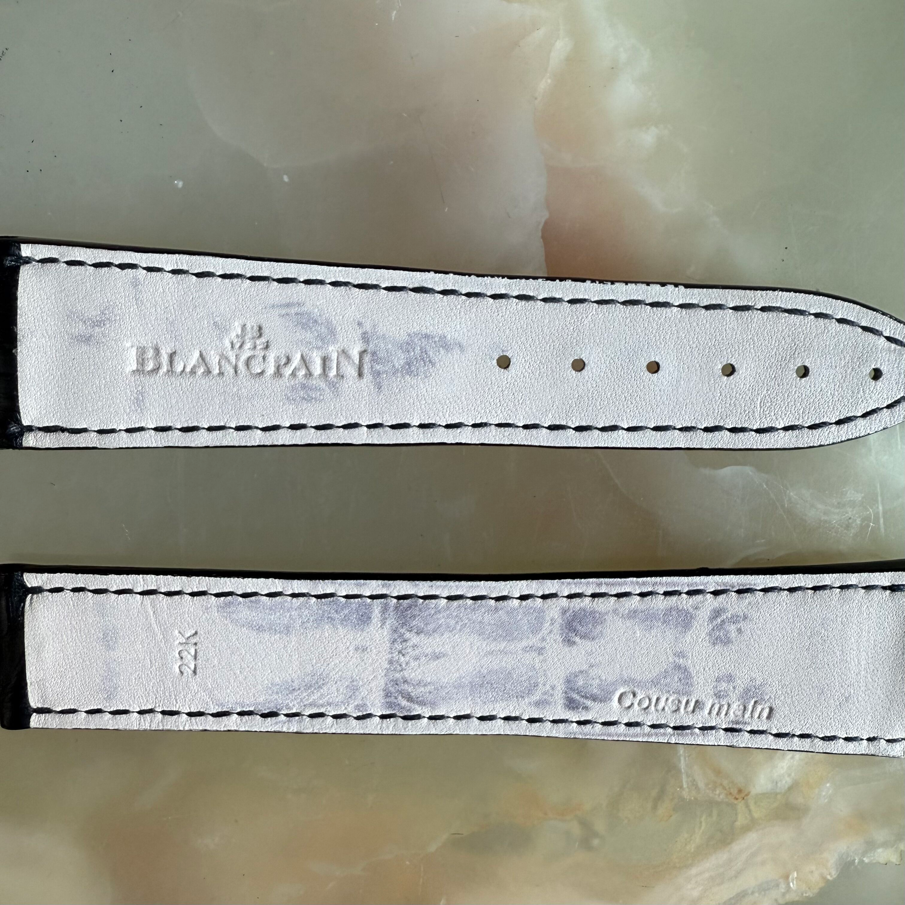 Authentic Blancpain Black Crocodile Watch Strap Band 22mm