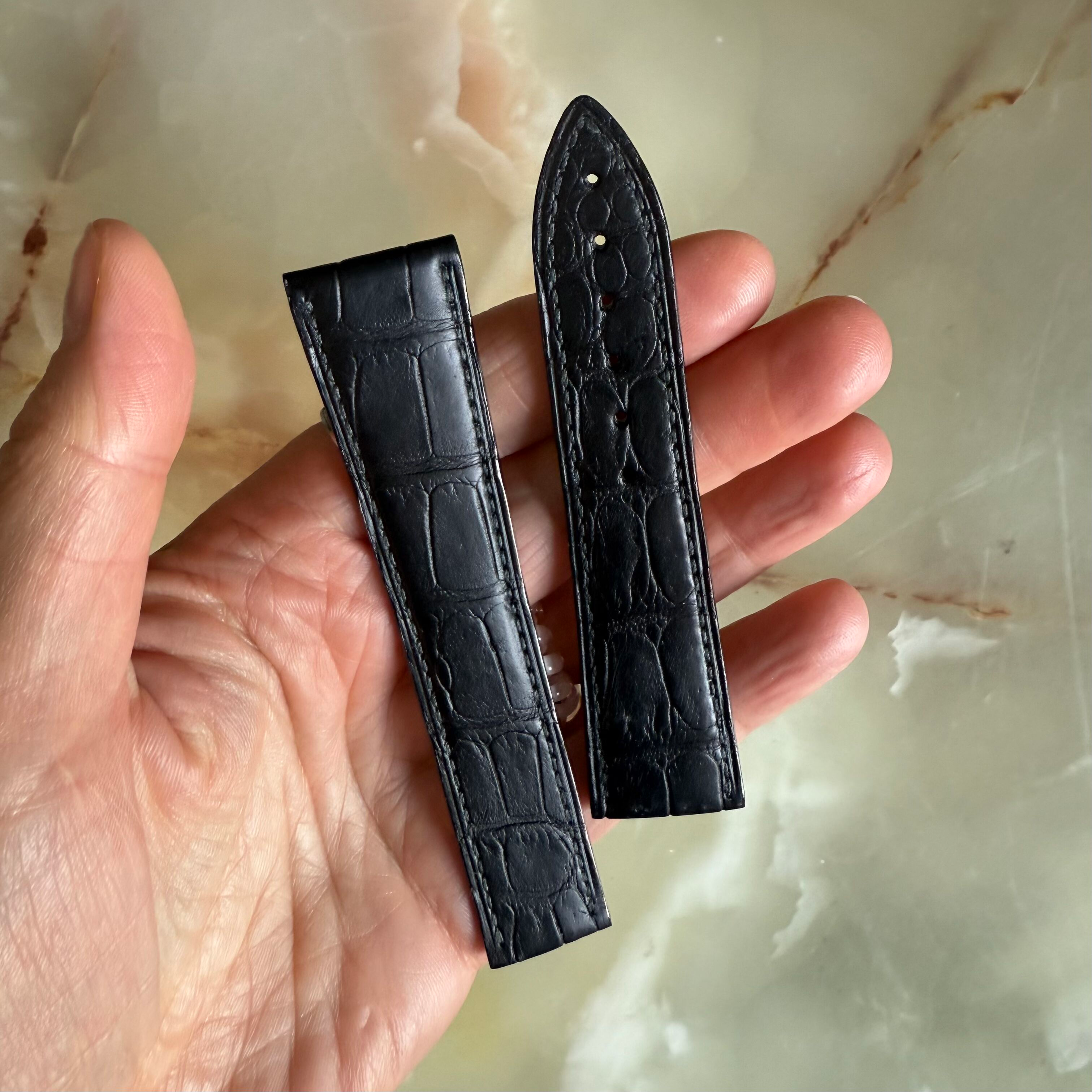 Authentic Blancpain Black Crocodile Watch Strap Band 22mm