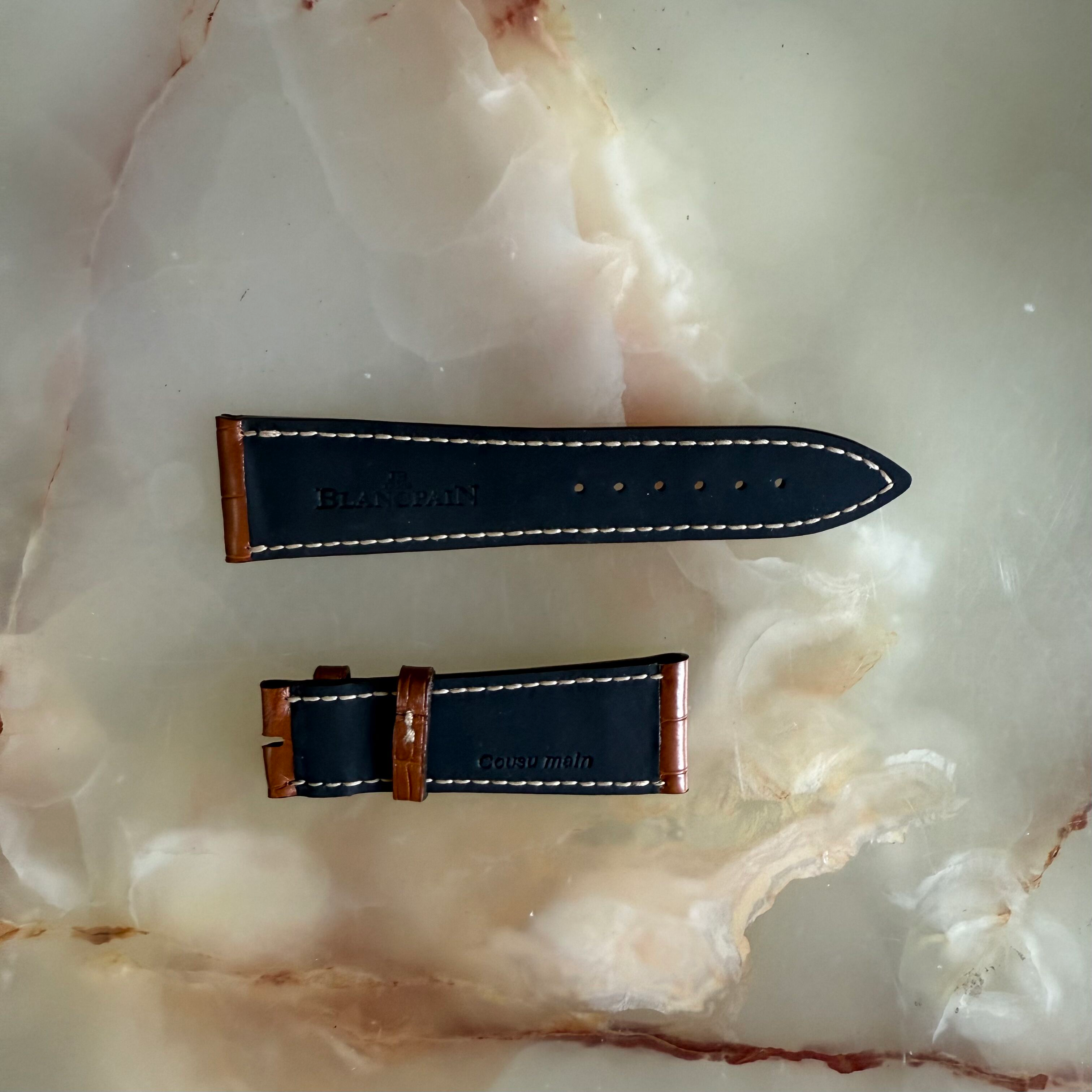 Authentic Blancpain Brown Alligator Watch Strap Band 22mm