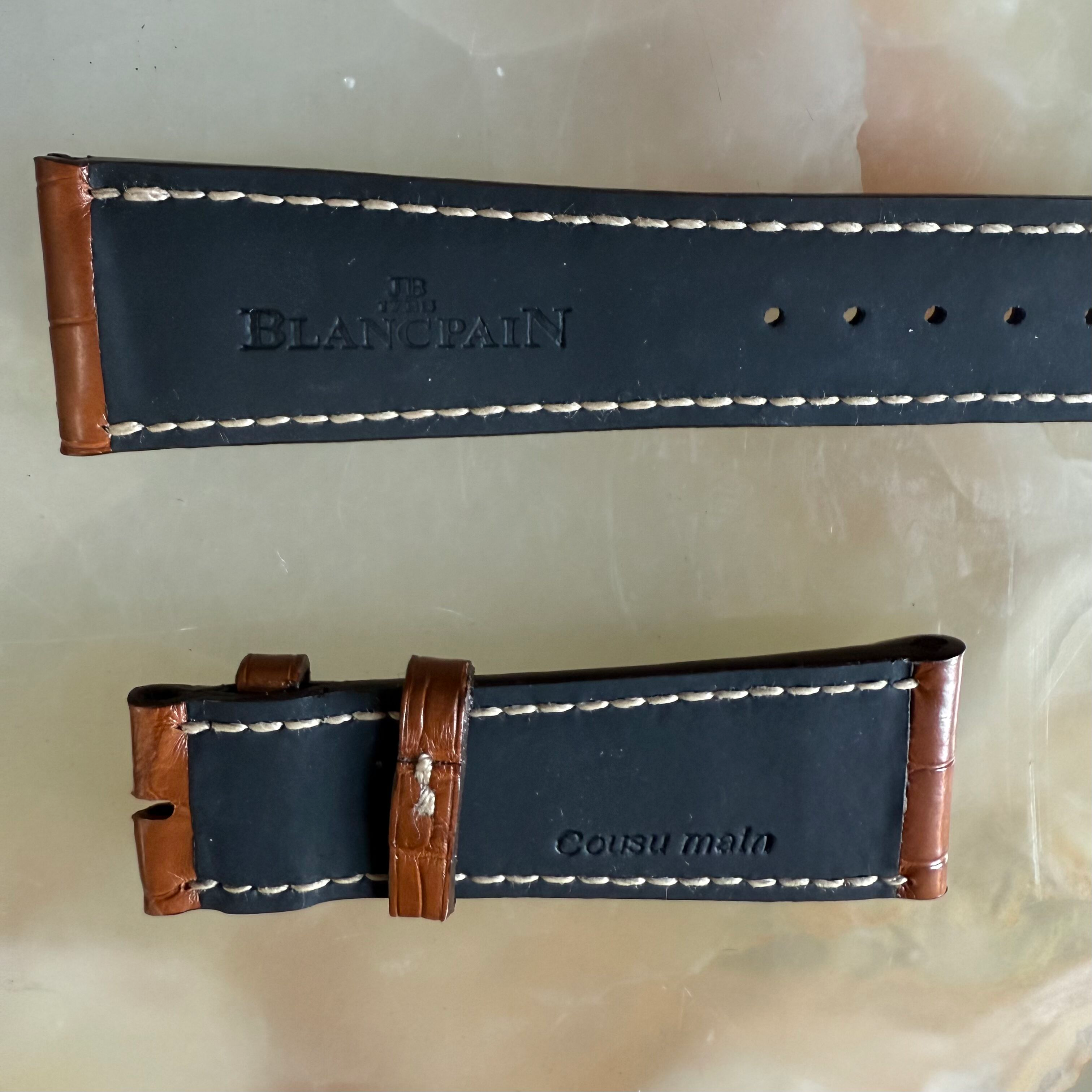 Authentic Blancpain Brown Alligator Watch Strap Band 22mm