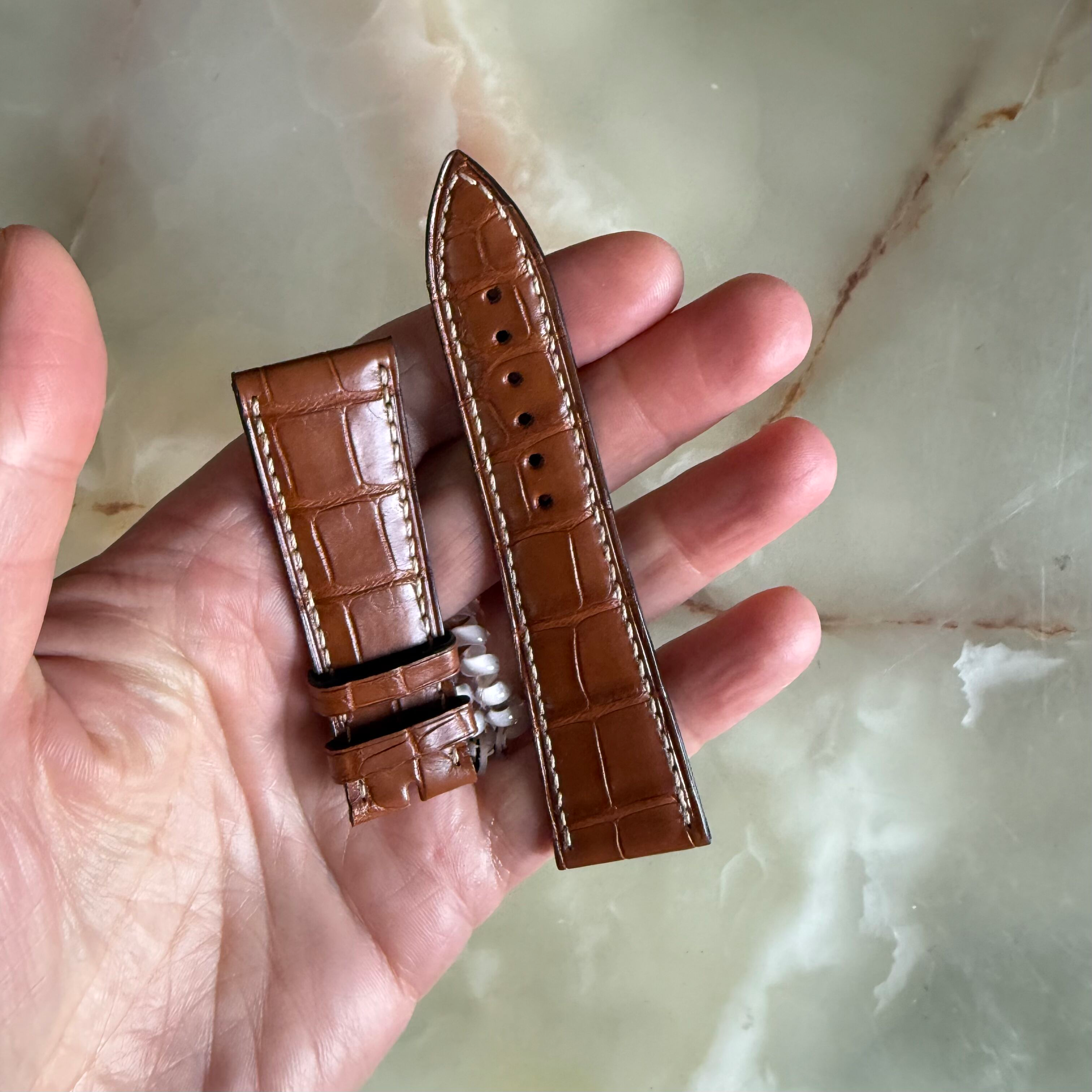 Authentic Blancpain Brown Alligator Watch Strap Band 22mm