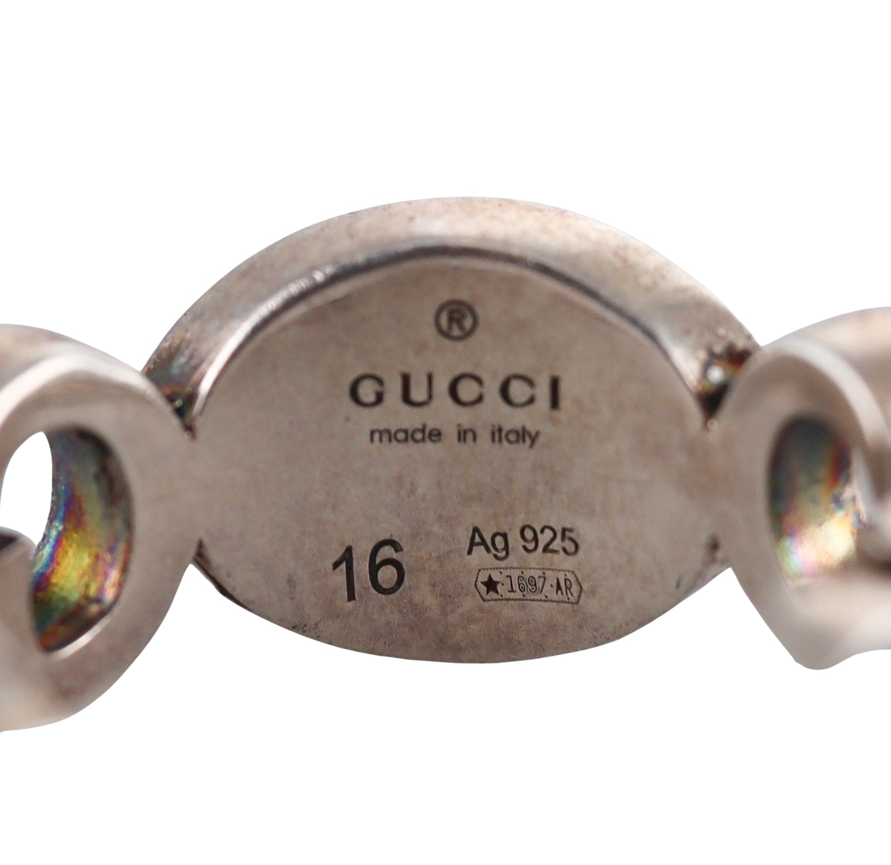 Gucci Sterling Silver Blue Enamel Ring Retail $360