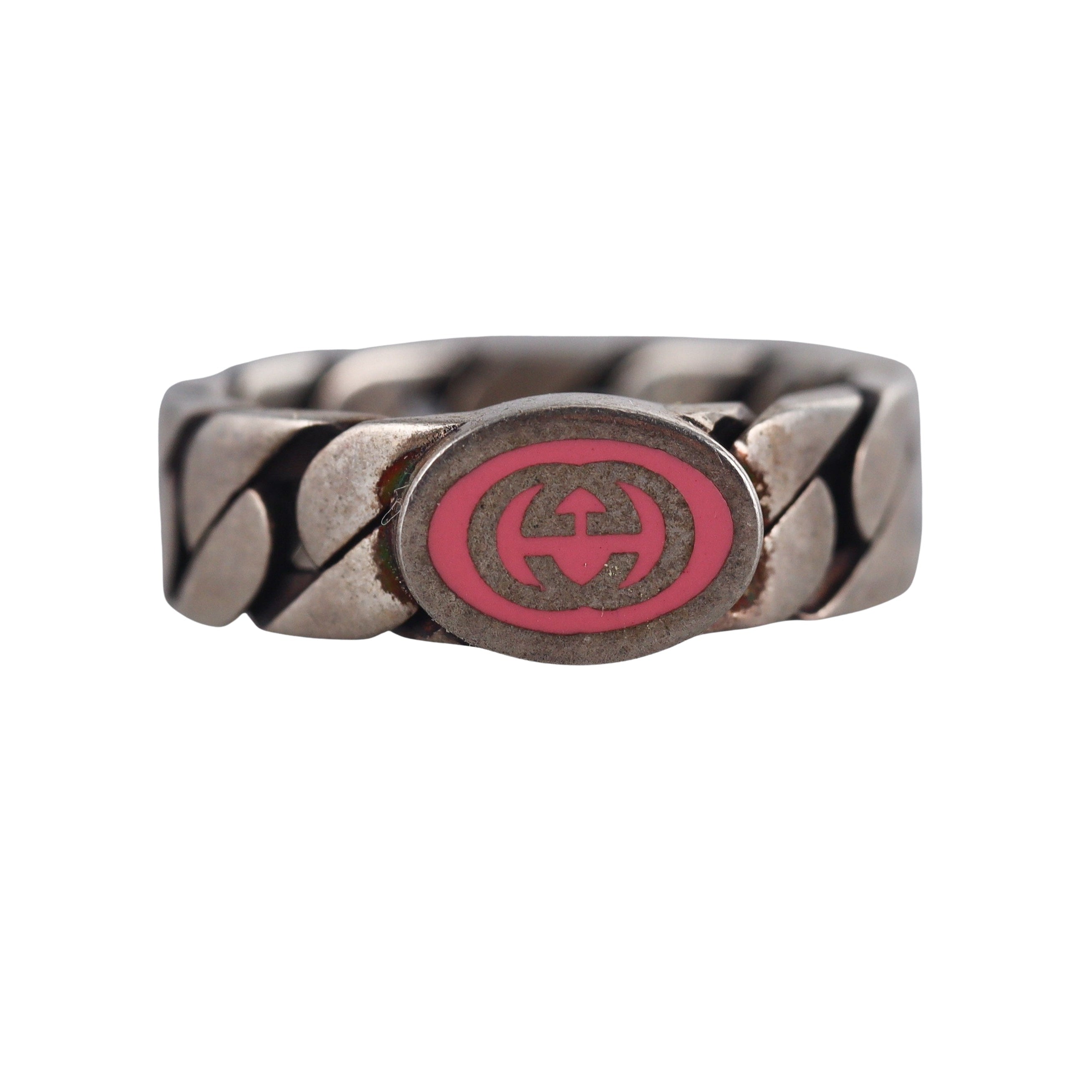 Gucci Sterling Silver Pink Enamel Ring Retail $340