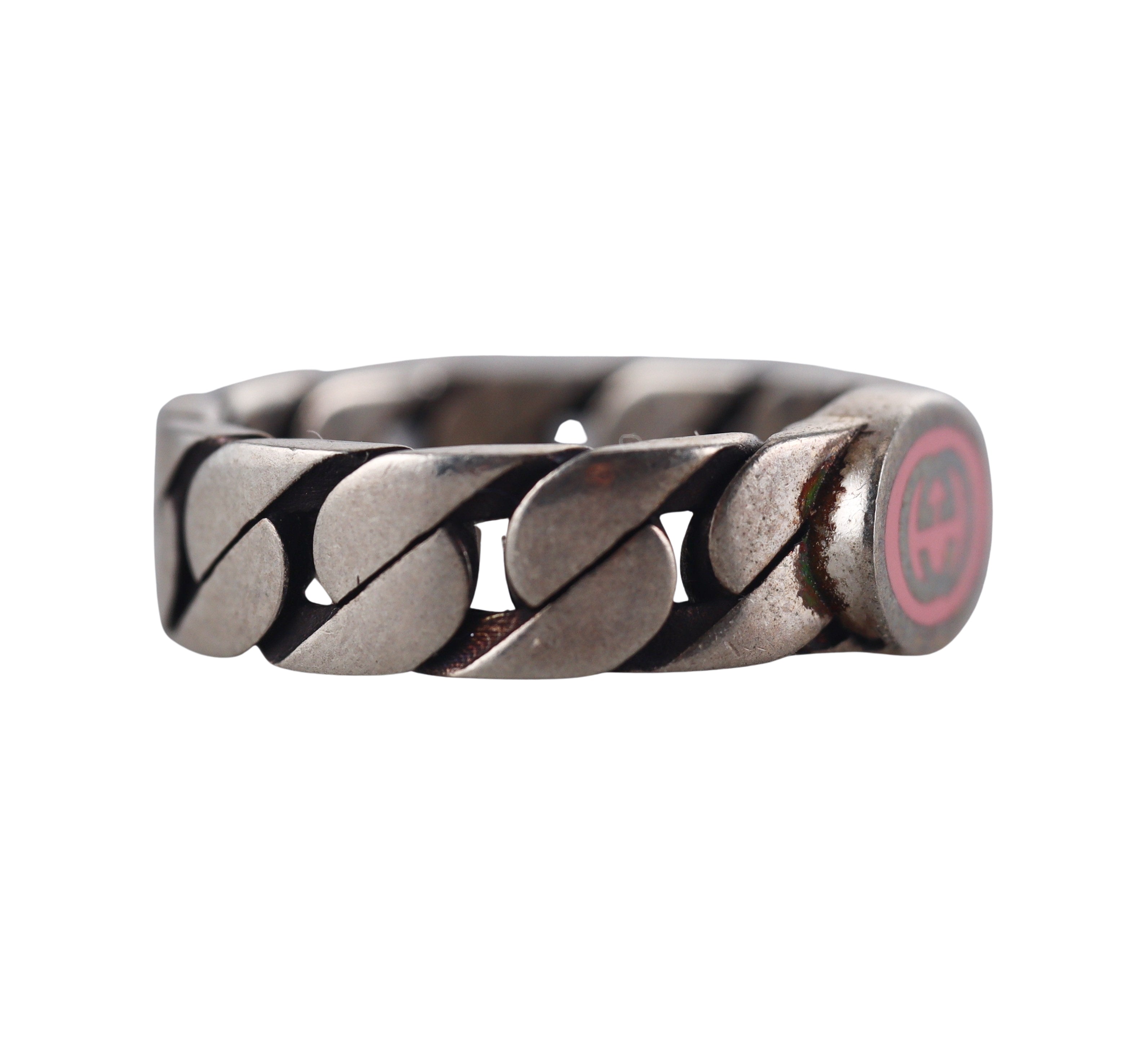 Gucci Sterling Silver Pink Enamel Ring Retail $340