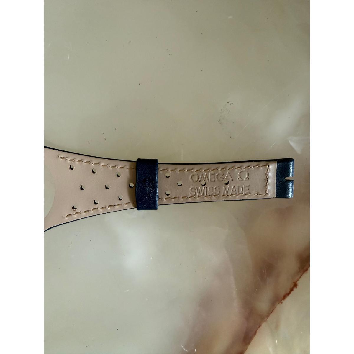 Authentic Omega Dynamic Blue Leather Watch Strap Band