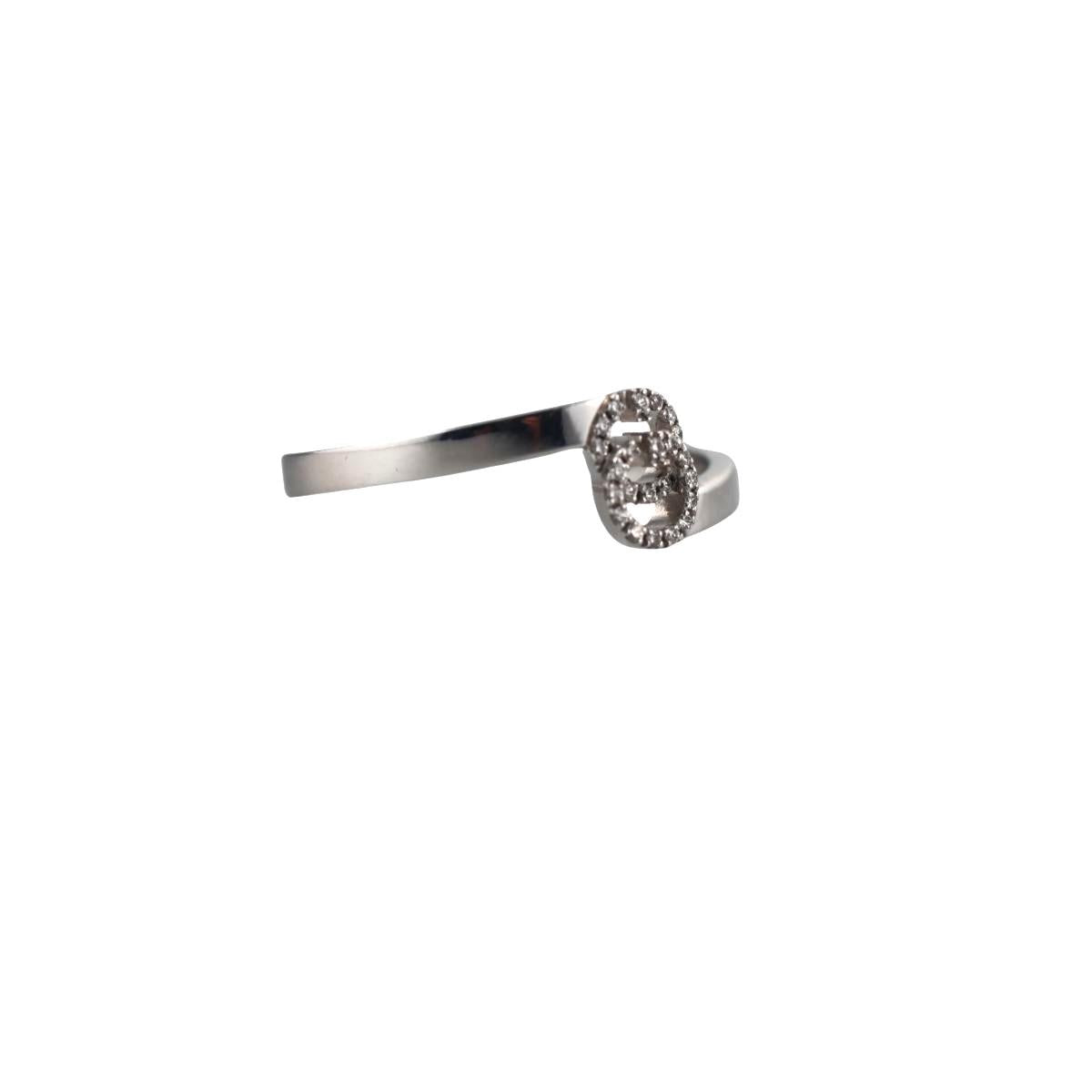 18k Gucci Running GG White Gold Diamond Ring Retail $1650