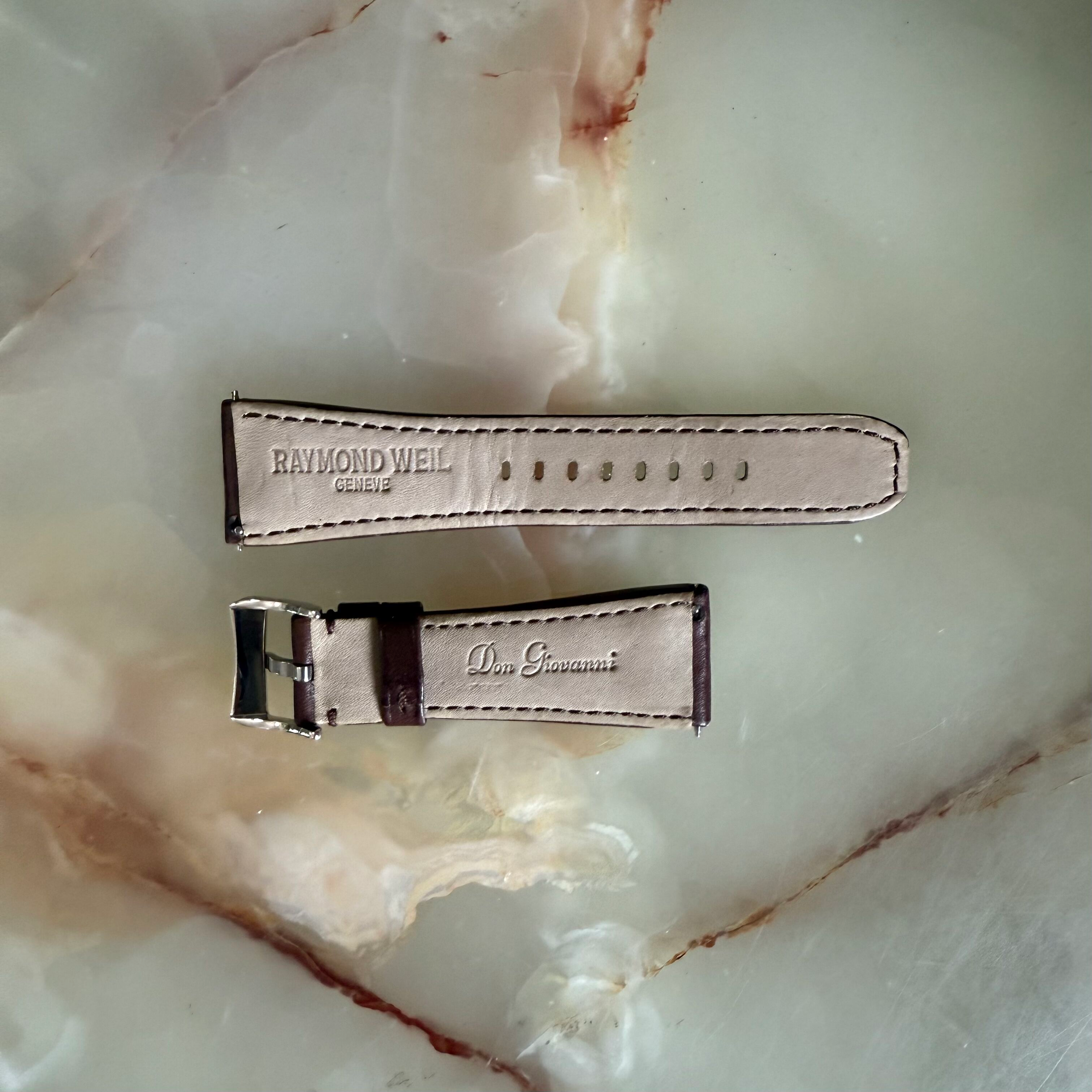 Authentic Raymond Weil Brown Leather Watch Strap Band 26mm w Buckle