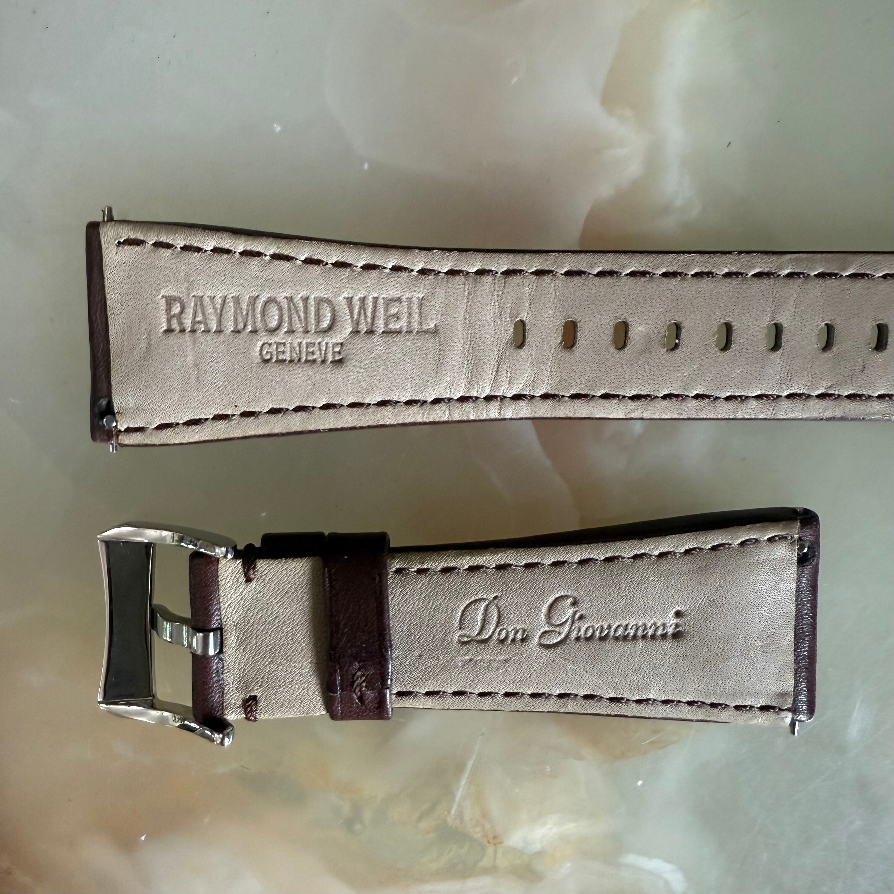 Authentic Raymond Weil Brown Leather Watch Strap Band 26mm w Buckle