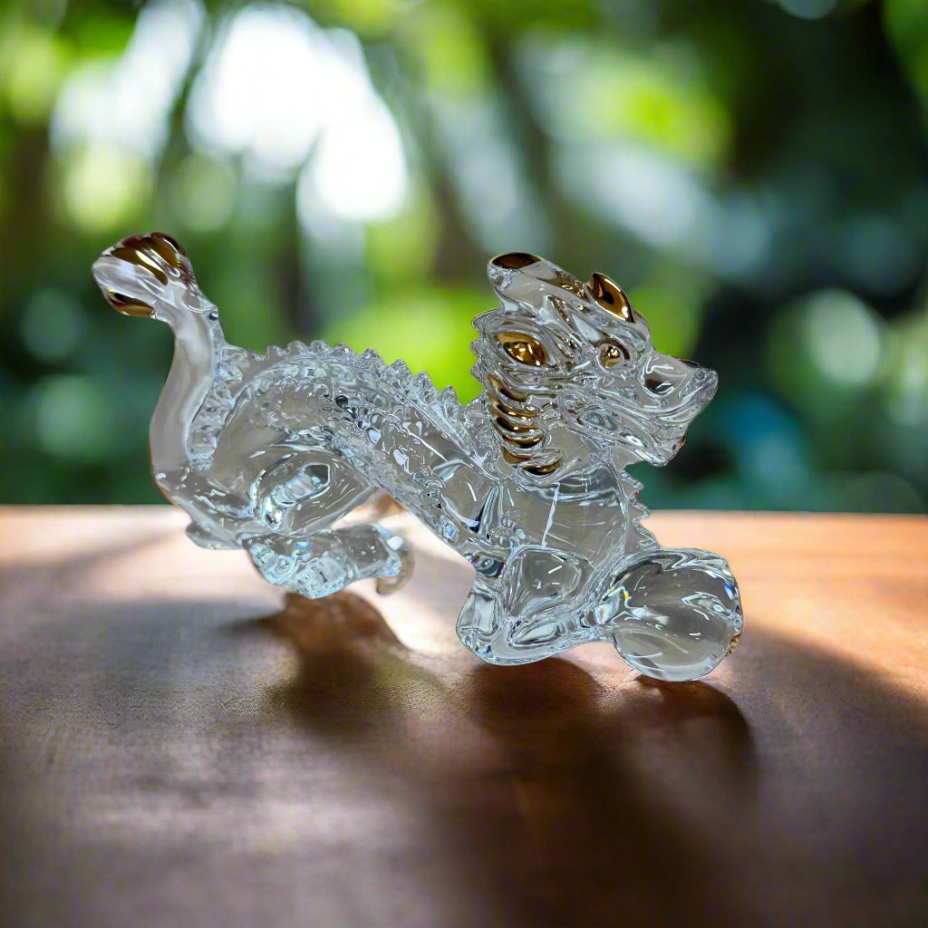 Baccarat Crystal Zodiac Clear & Gold Dragon Figurine 2815632