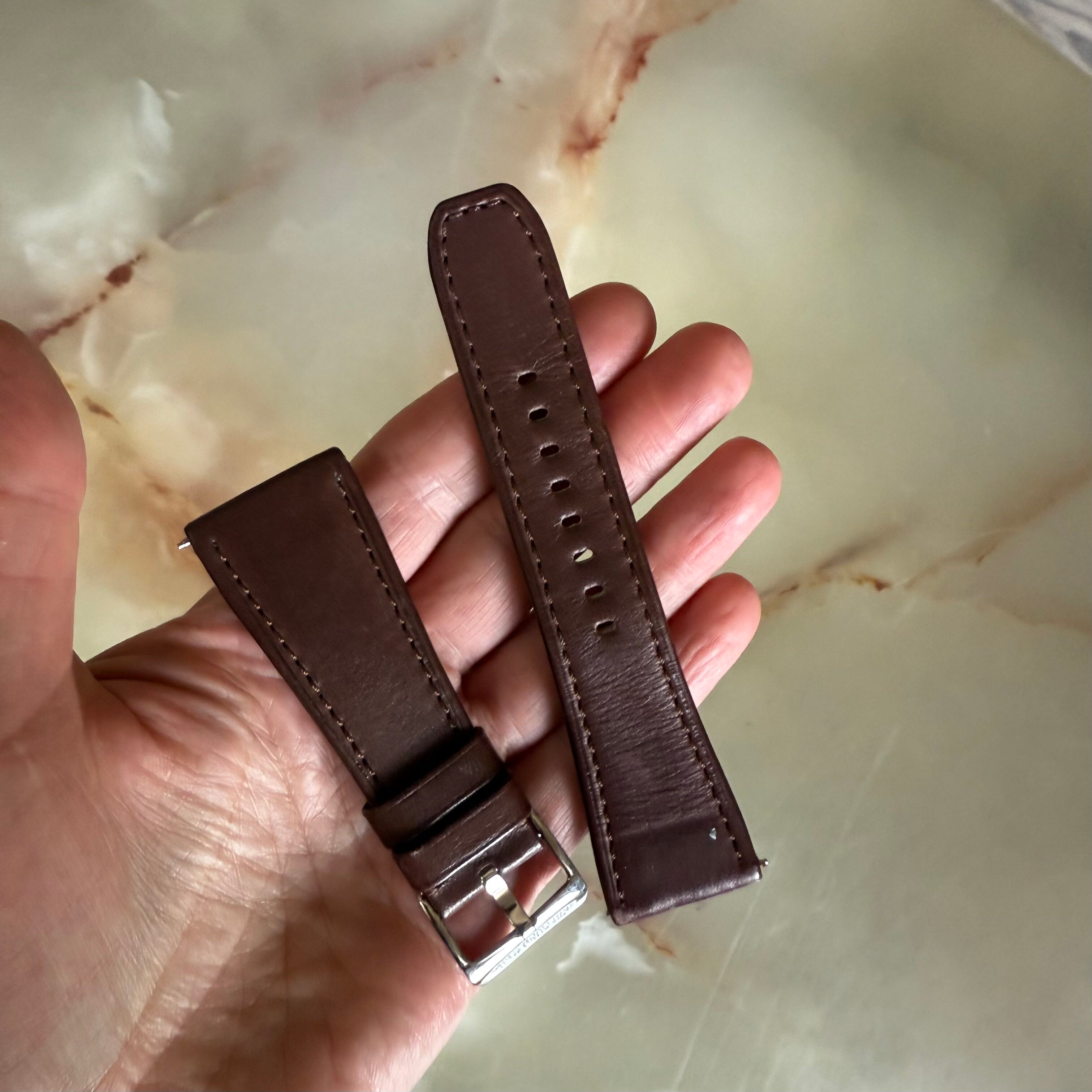 Authentic Raymond Weil Brown Leather Watch Strap Band 26mm w Buckle