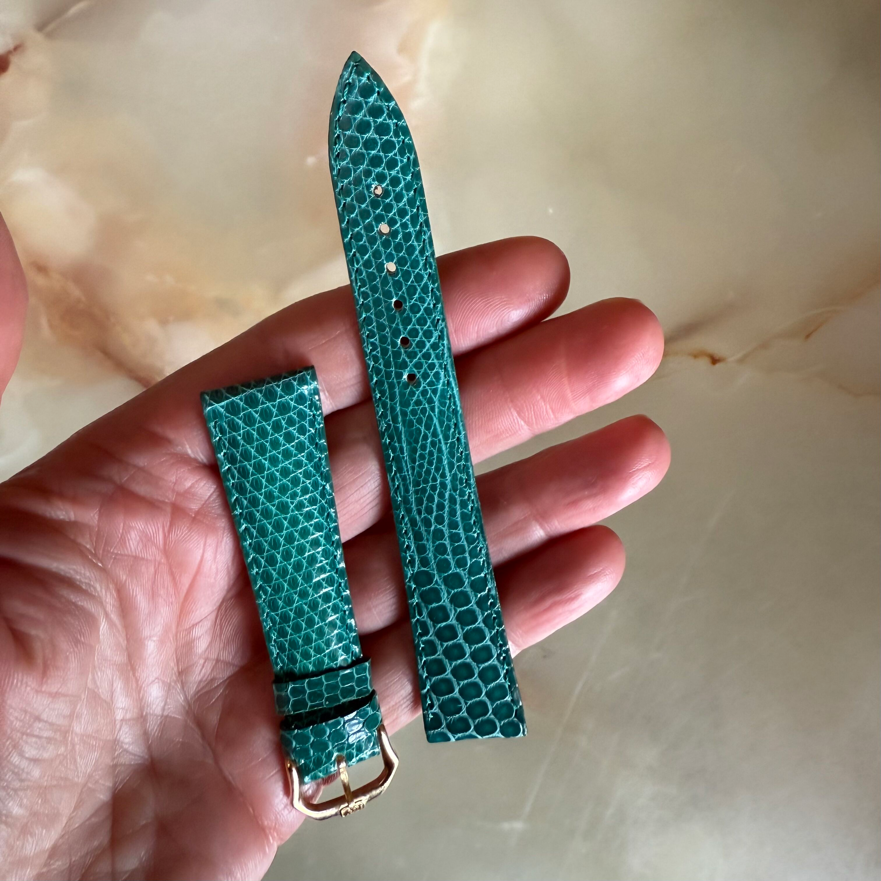 Authentic Raymond Weil Green Lizard Watch Strap Band 18mm w Buckle