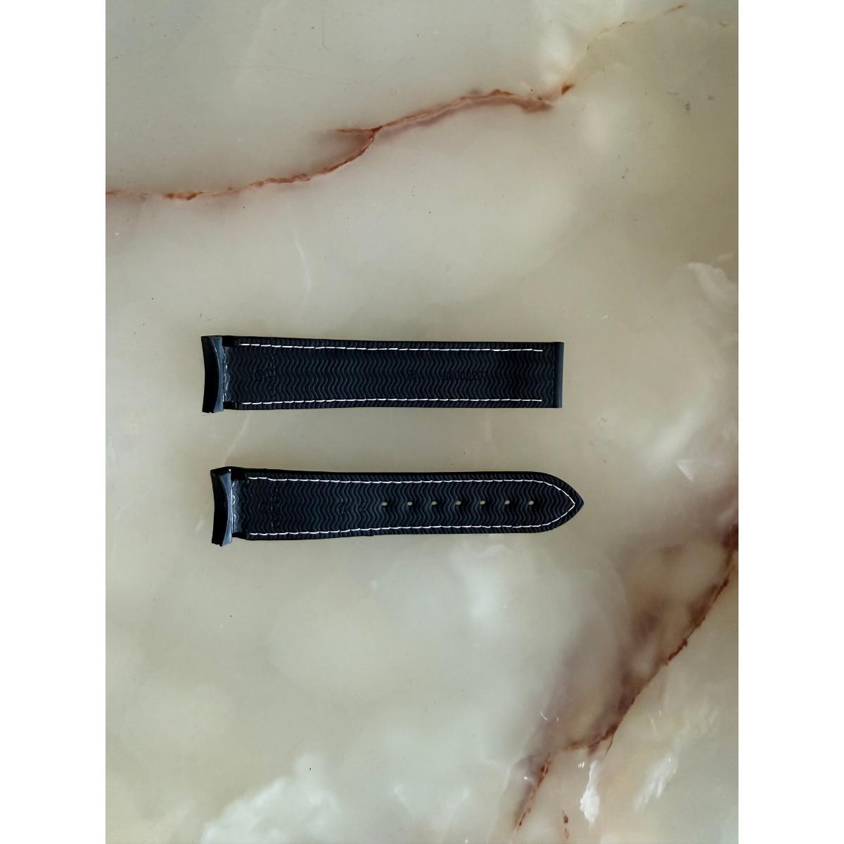 Authentic Omega Black Rubber Watch Strap Band 20mm 98000297