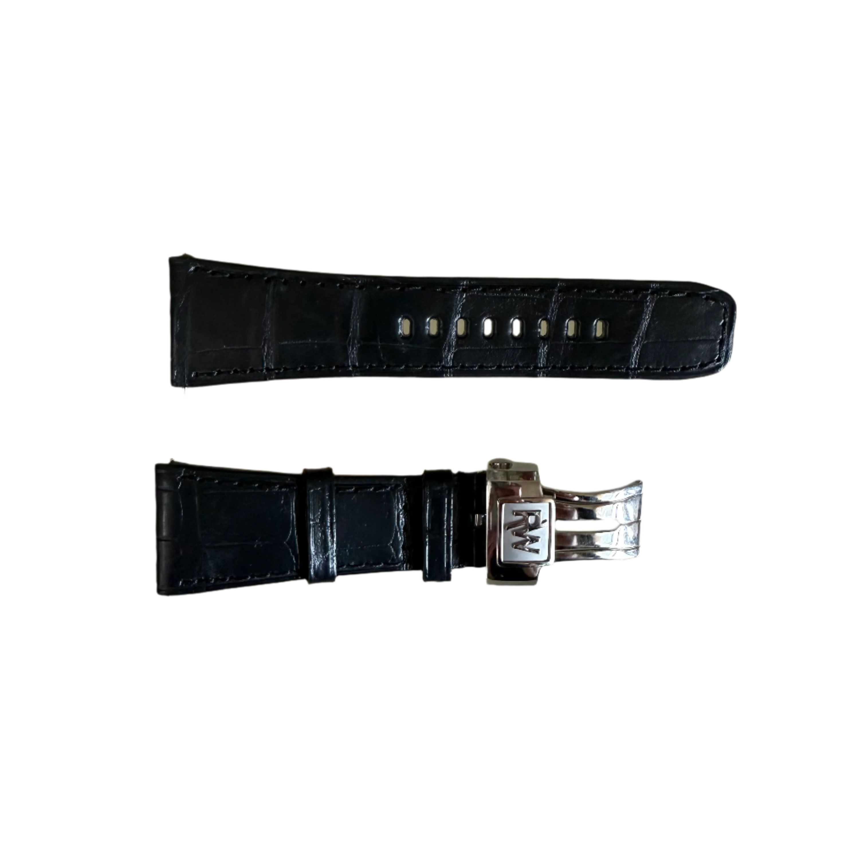 Authentic Raymond Weil Don Giovanni Black Crocodile Watch Strap Band 28mm w Deployant Buckle