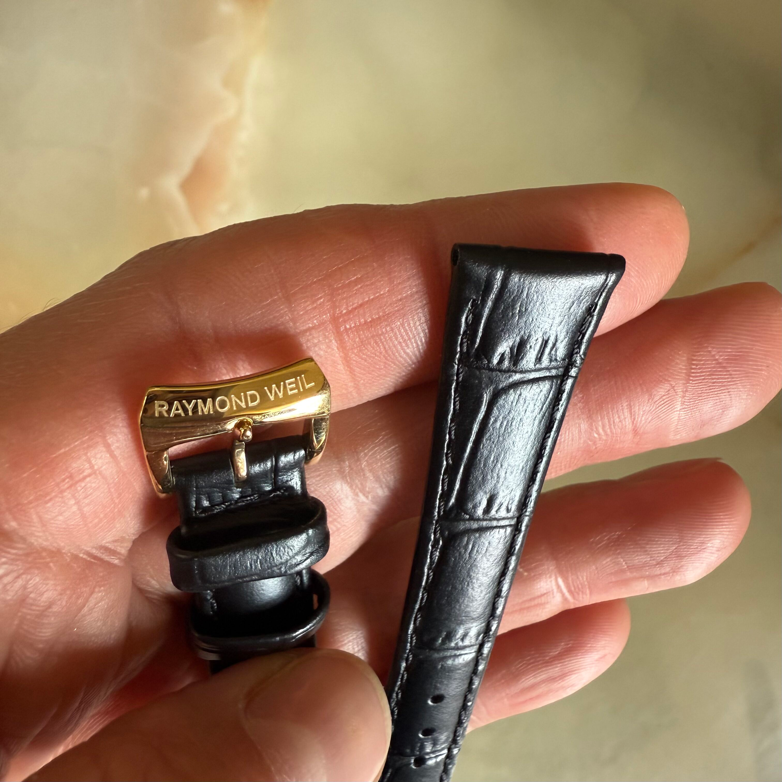 Authentic Raymond Weil Black Crocodile Watch Strap Band 15mm w Buckle V3.17