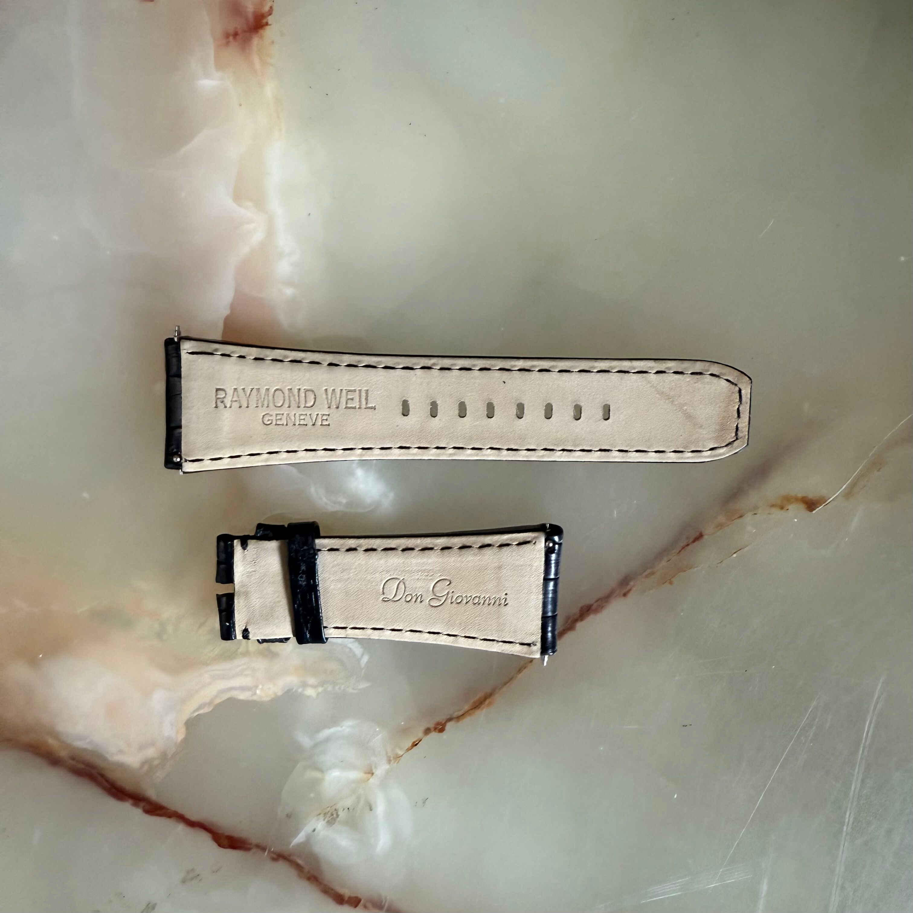 Authentic Raymond Weil Don Giovanni Black Crocodile Watch Strap Band 28mm