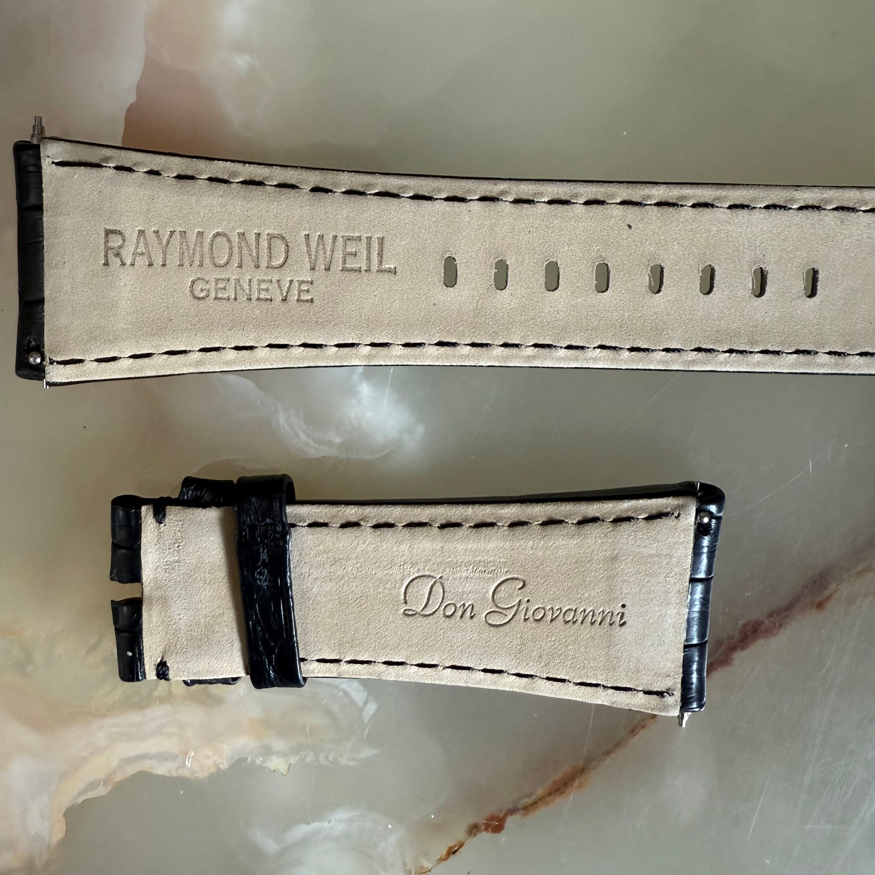 Authentic Raymond Weil Don Giovanni Black Crocodile Watch Strap Band 28mm