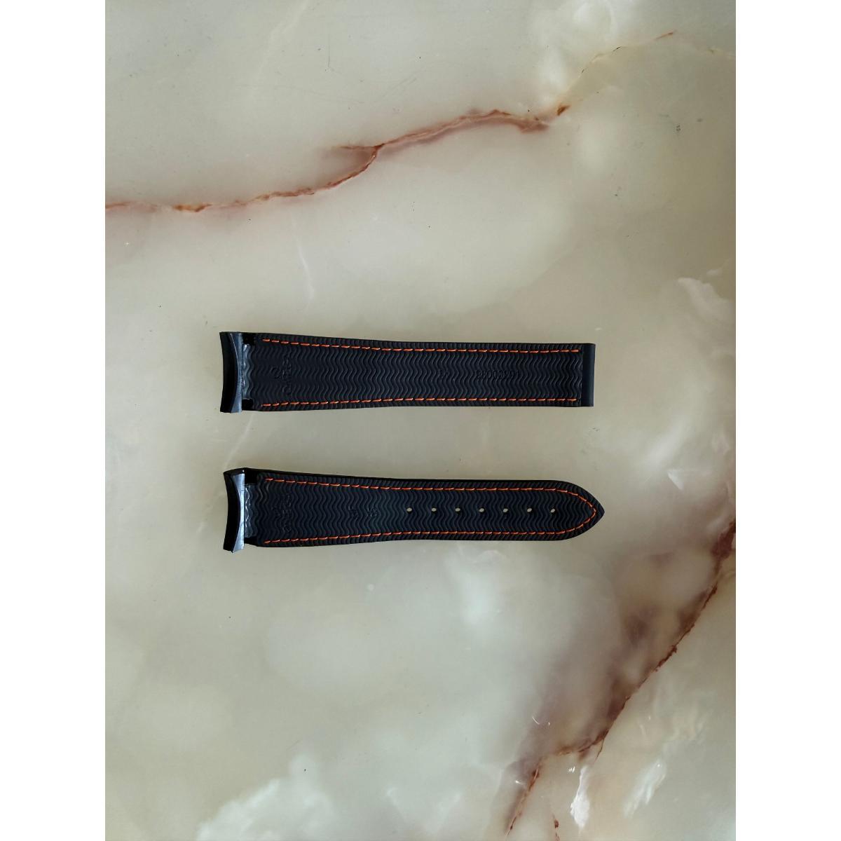 Authentic Omega Black Rubber Watch Strap Band 22mm 98000291