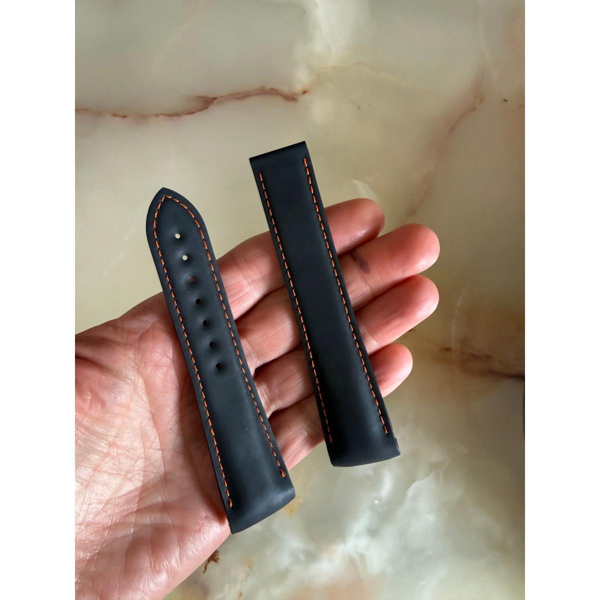 Authentic Omega Black Rubber Watch Strap Band 22mm 98000291